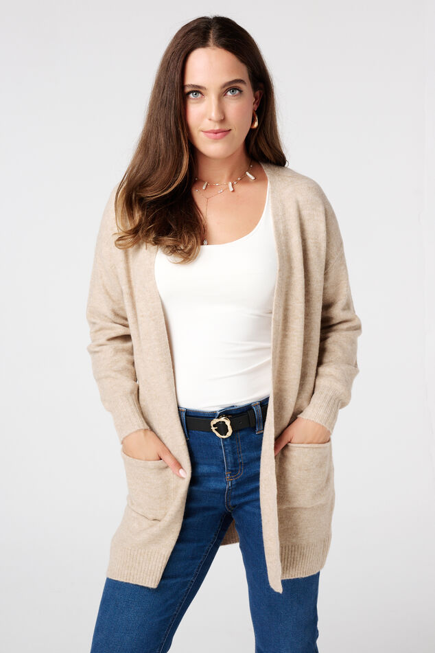 Mittellange Strickjacke mit Eingrifftaschen image number 0