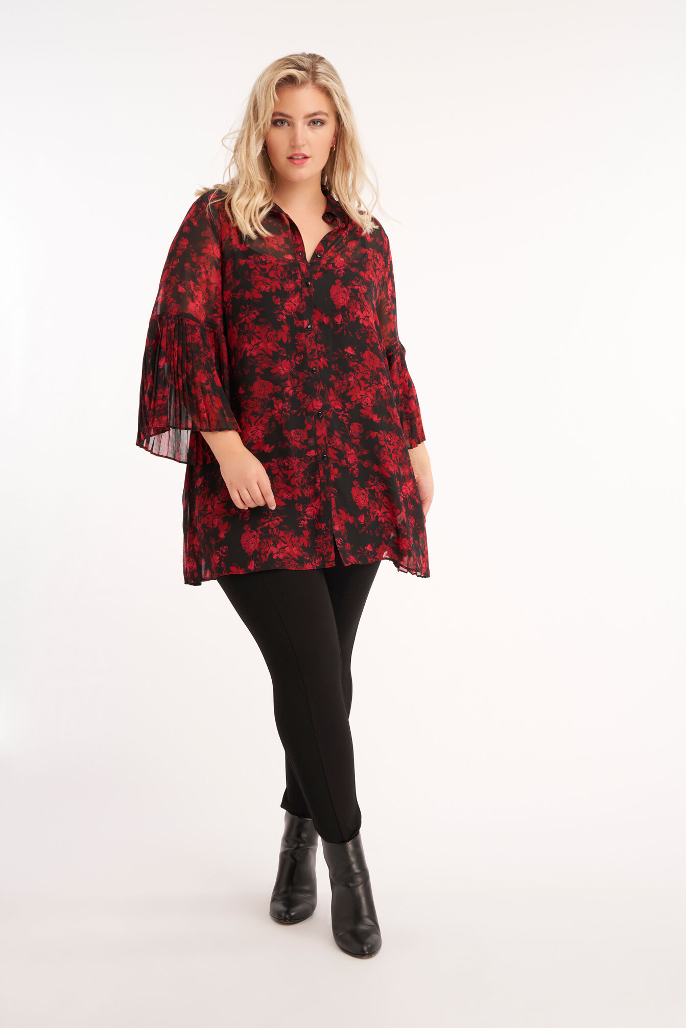 Lange Bluse mit Trompeten&auml;rmeln image number 5