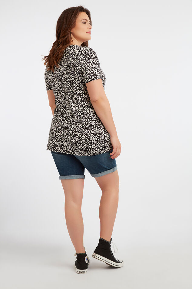 T-Shirt mit V-Schlitz und gekreuzten Riemen image number 3