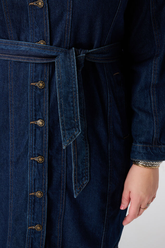 Denimkleid mit Schleifengürtel image number 6