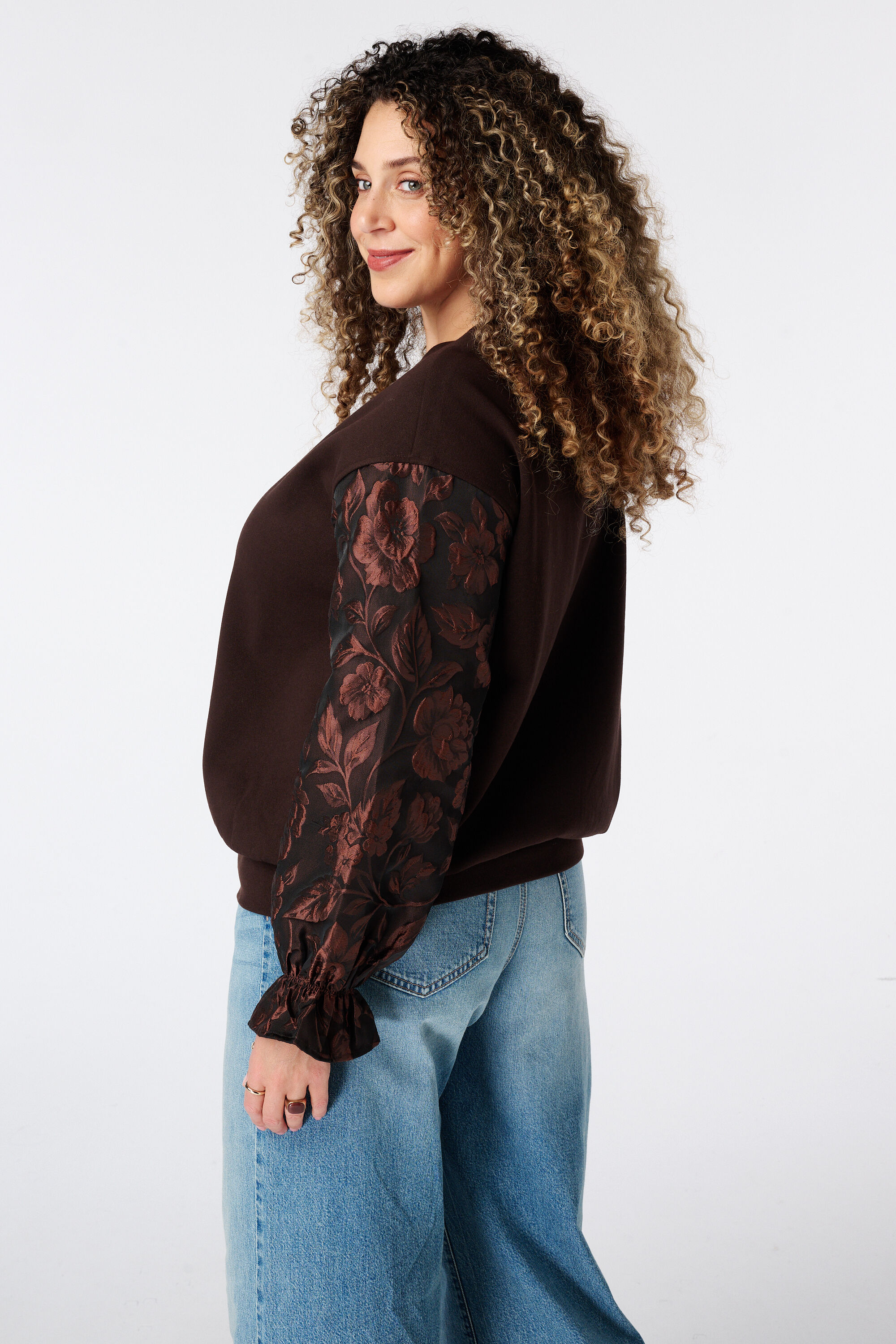 Sweatshirt mit Jacquard-&Auml;rmeln image number 3