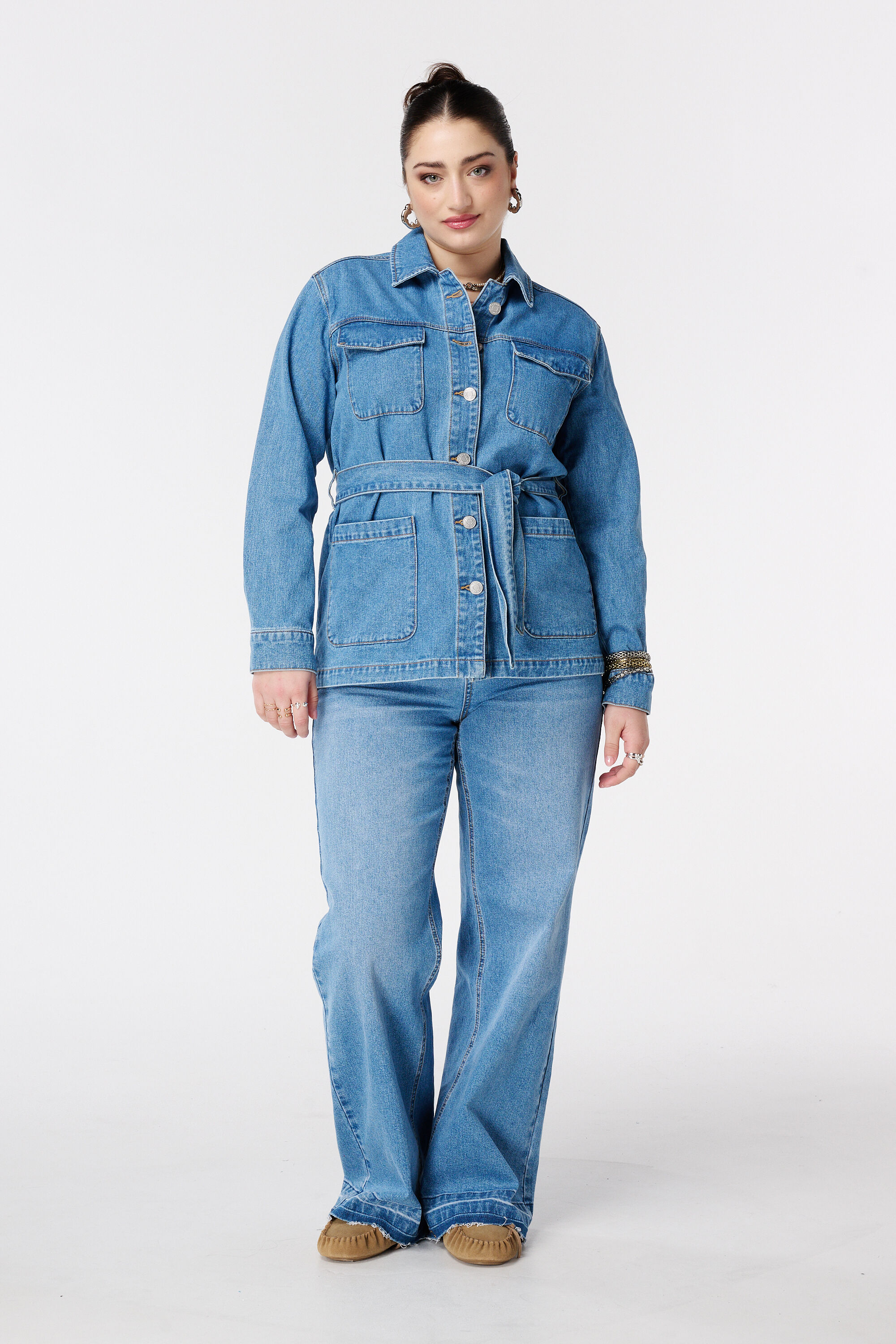 Jeansjacke mit Tailleng&uuml;rtel image number 5