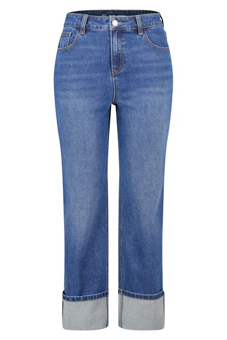 Wide Leg Jeans mit Umschlag