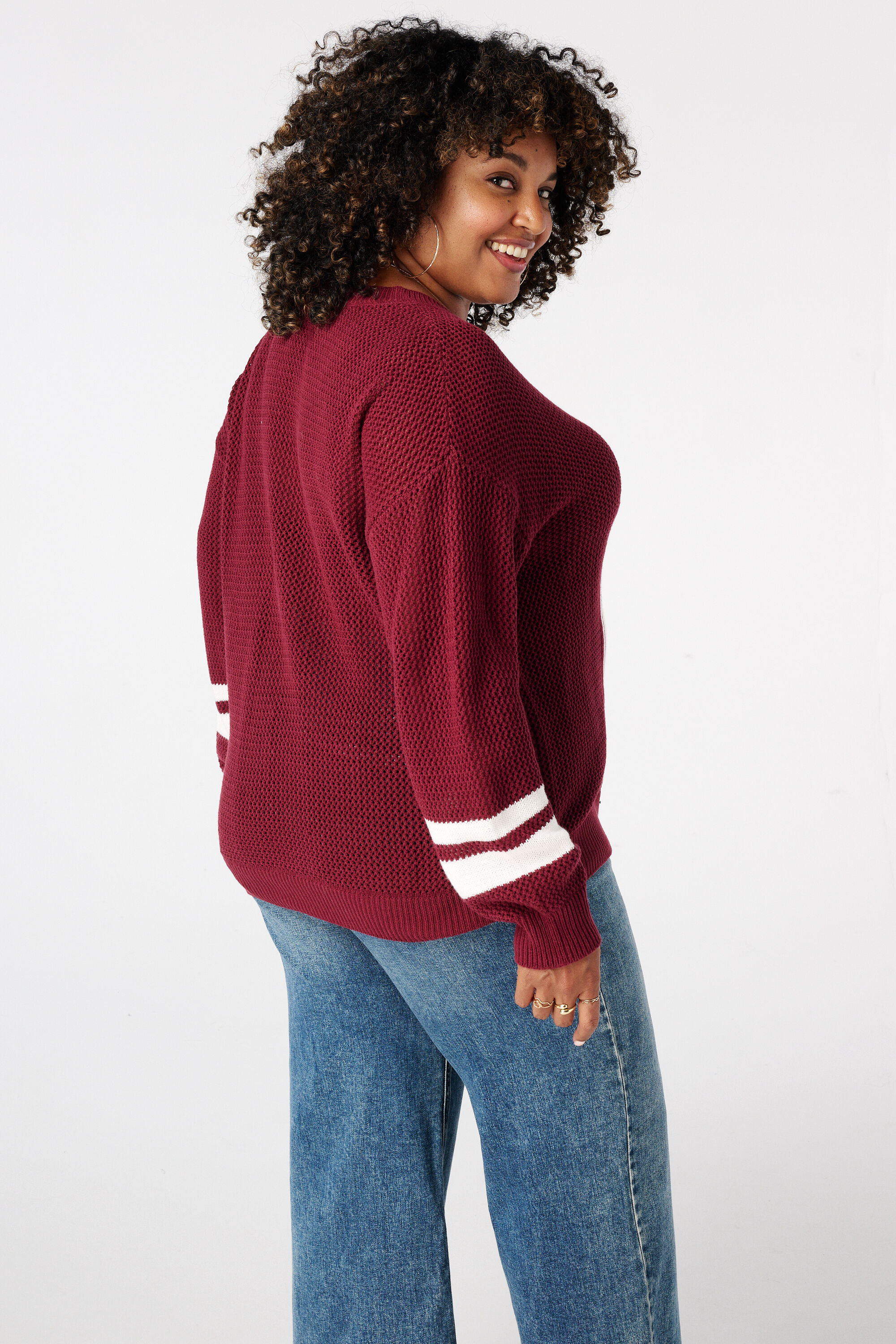 Fein gestrickter College-Pullover image number 3