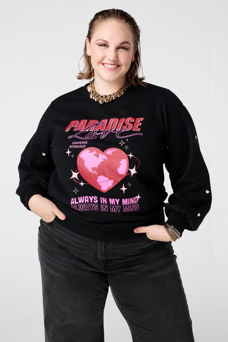 Sweatshirt mit Aufdruck und Herzen Sweatshirt mit Aufdruck und Herzen