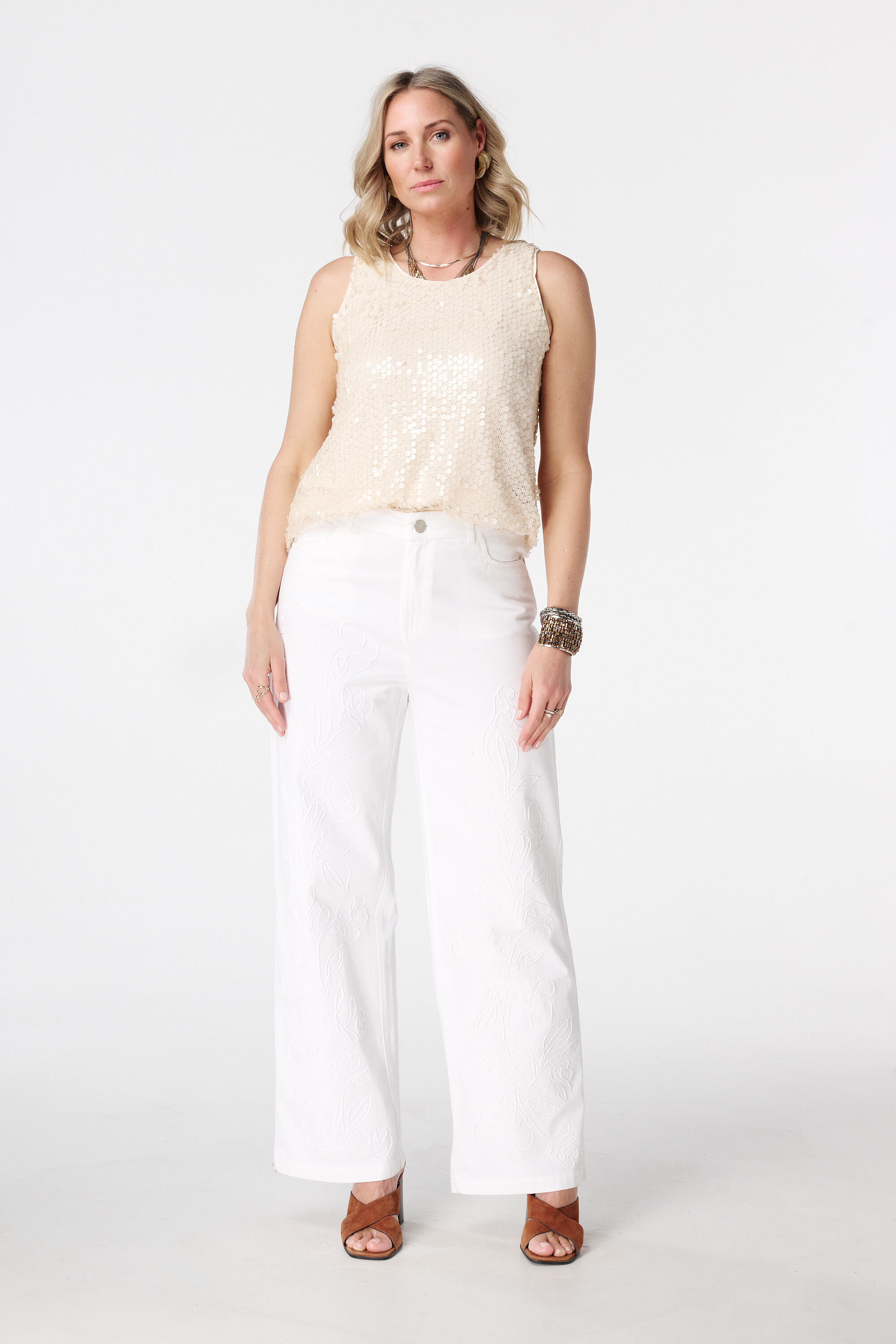Wide Leg Jeans mit Stickerei image number 0