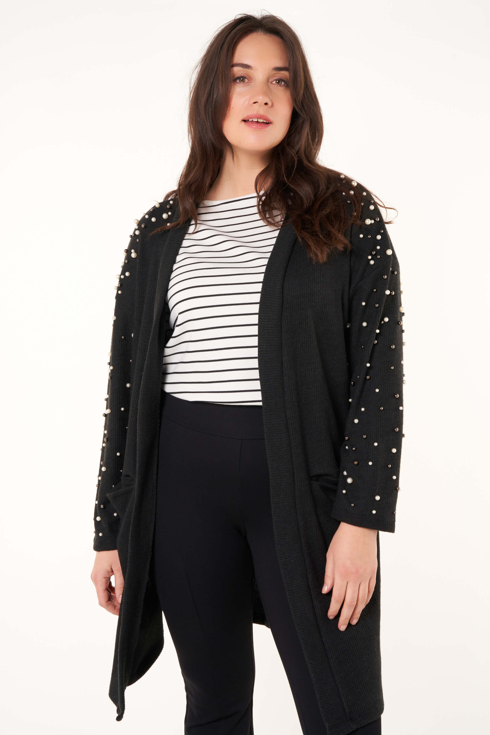 Offener Cardigan mit Perlen image number 5