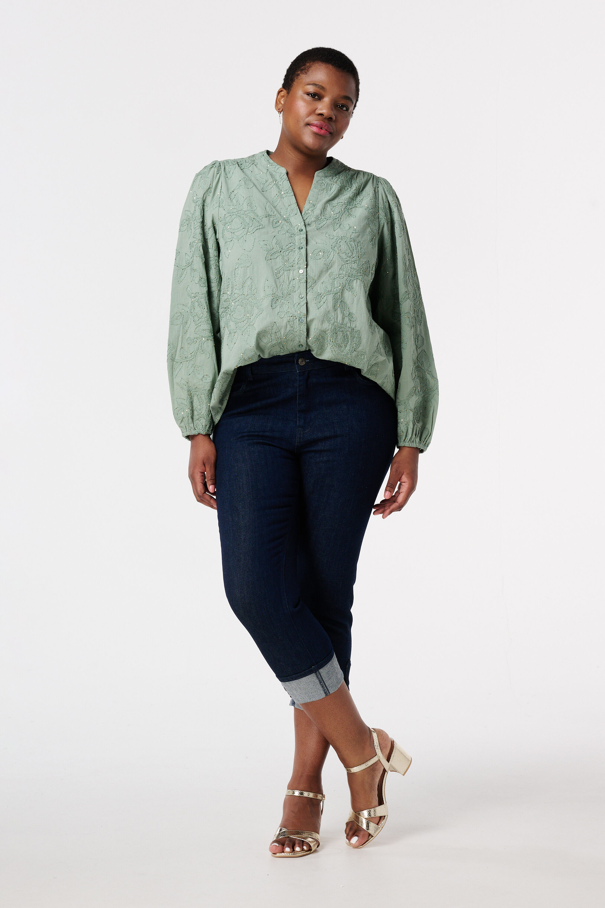 Bluse mit Blumenstickerei image number 5