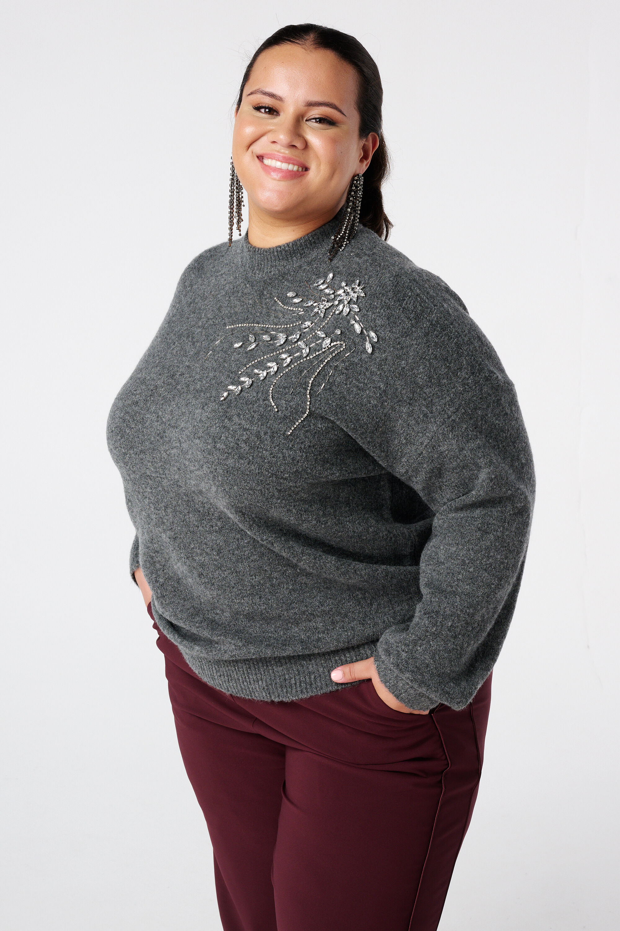 Strickpullover mit Perlenprint