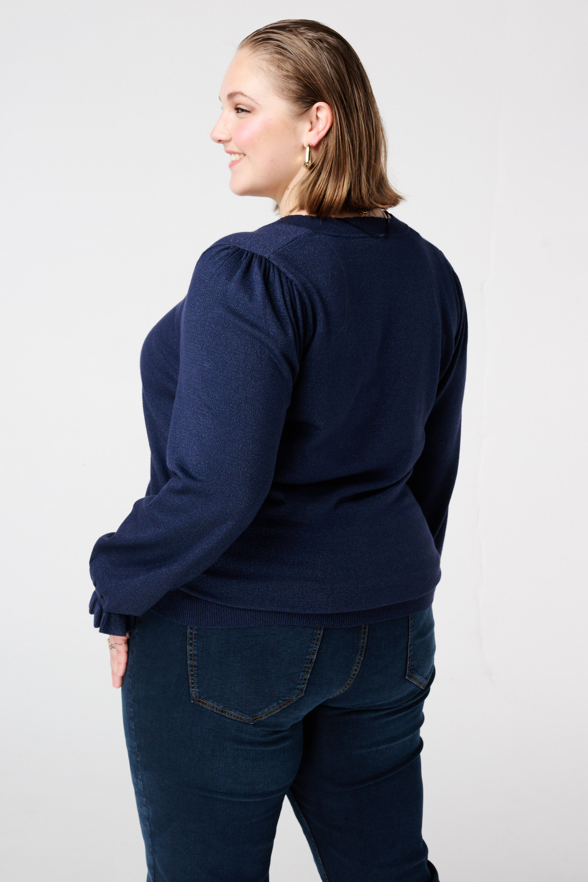 Lurex-Pullover mit R&uuml;schen&auml;rmeln image number 3