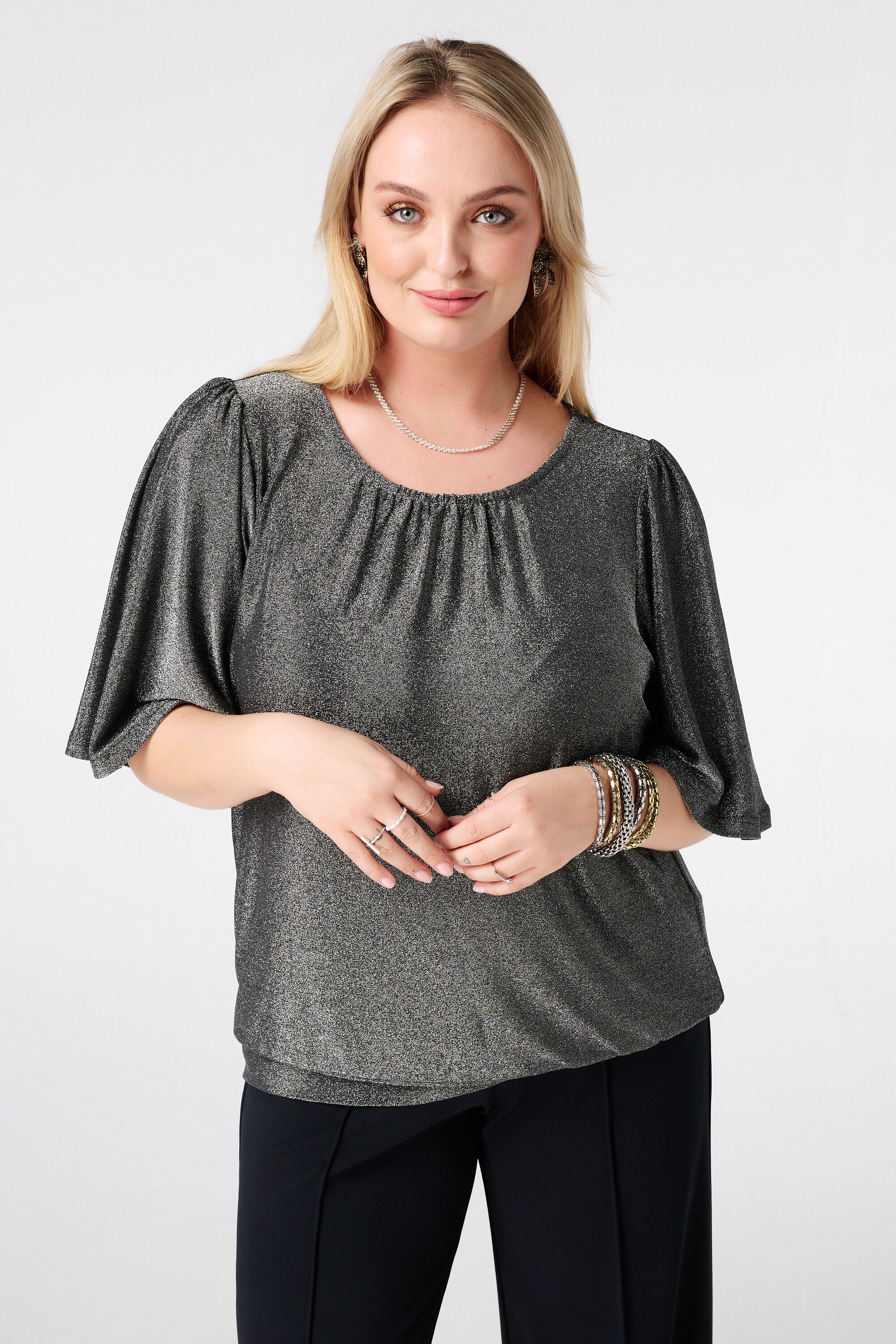 Top mit ausgestellten &Auml;rmeln und Lurex