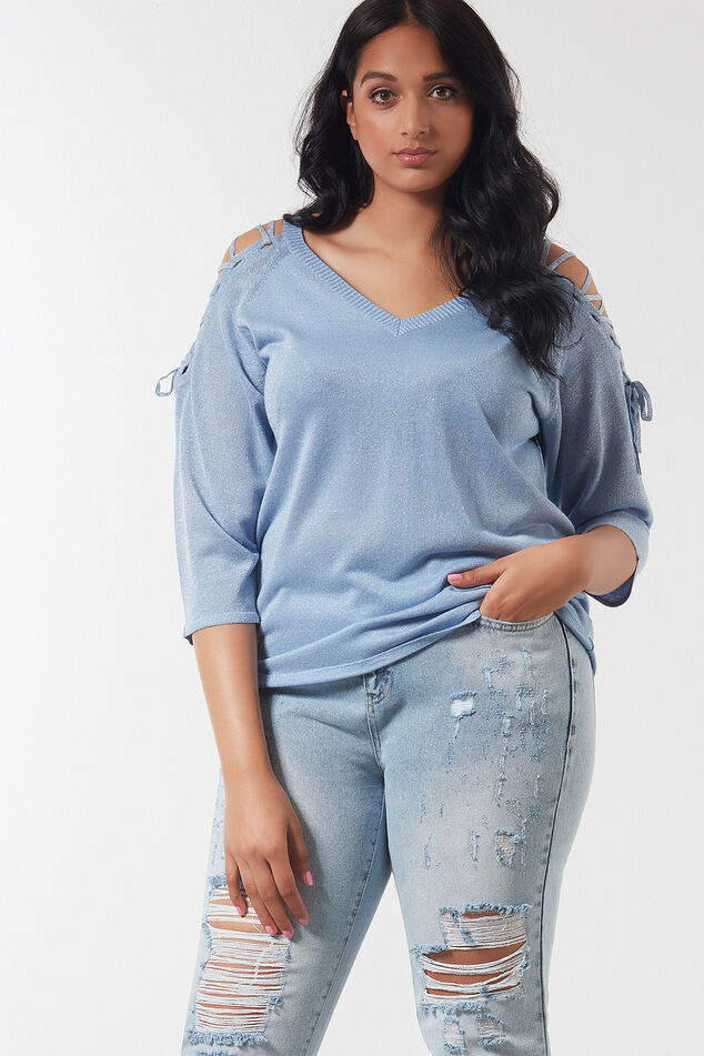 Pullover mit Verschnürungen und Lurex image number 0