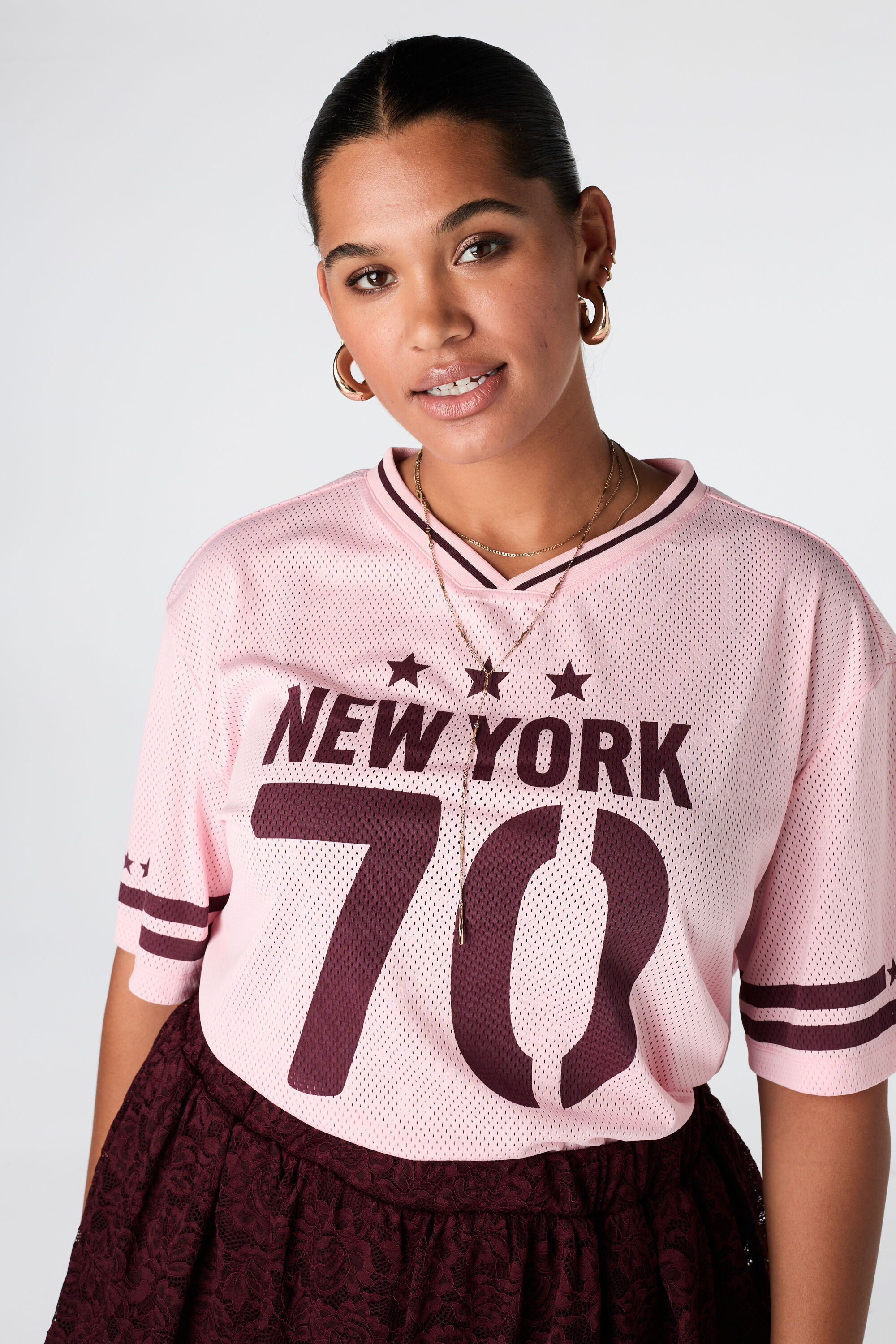 Oversize Jersey mit sportivem Print image number 2