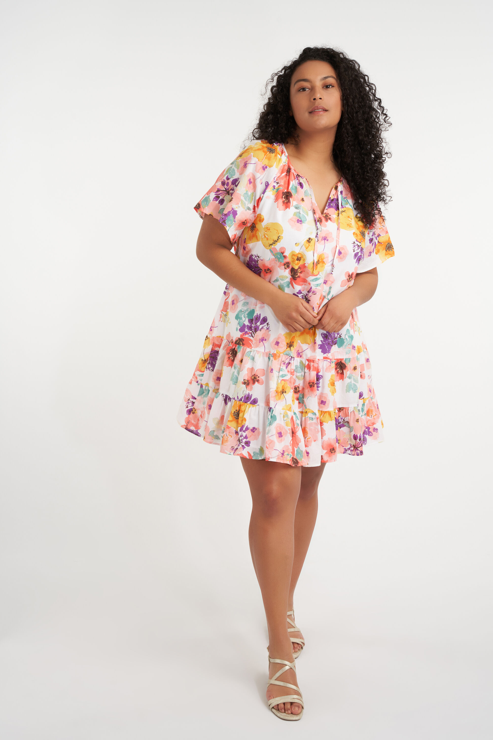 Kurzes ausgestelltes Kleid mit Print image number 5