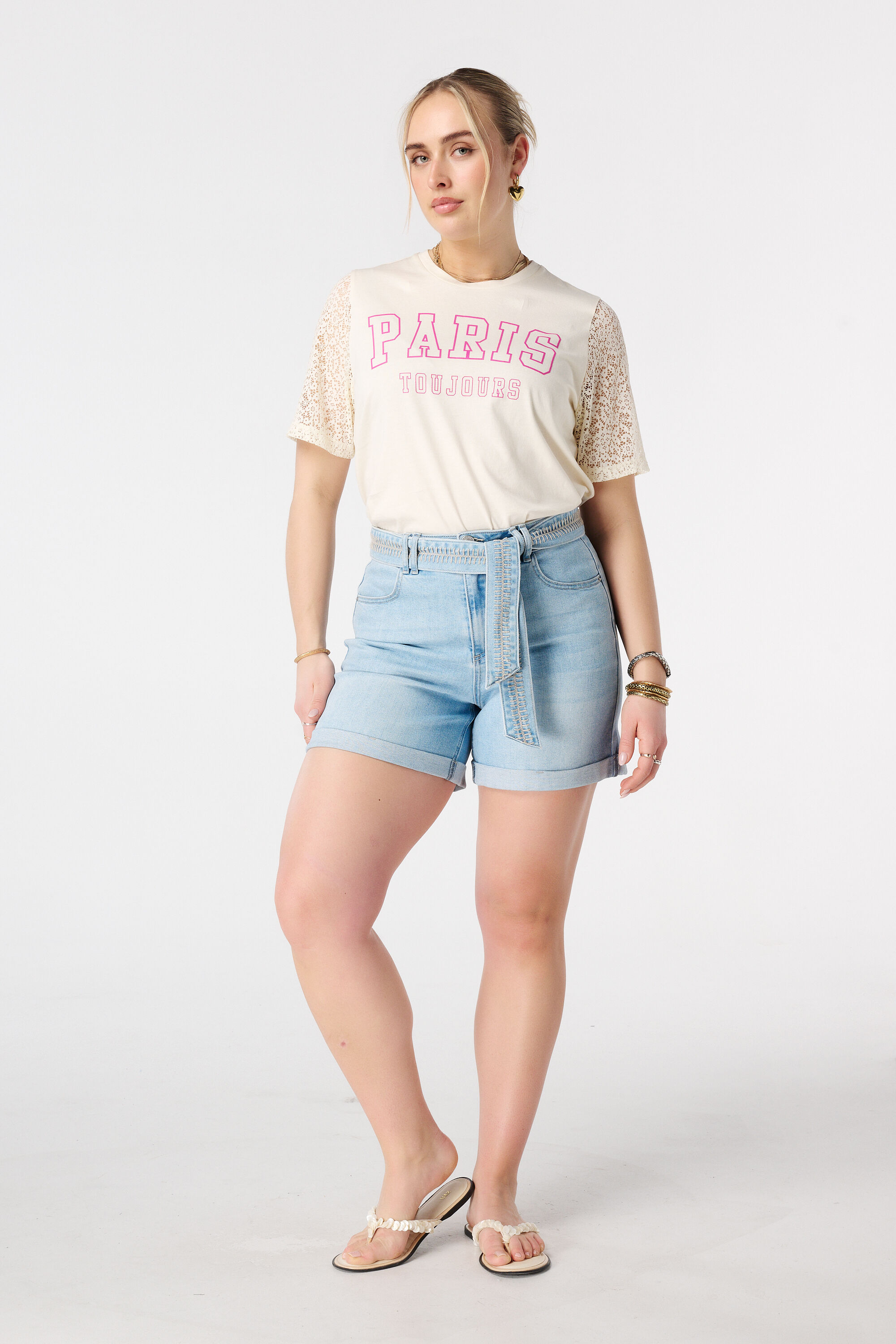 Jeans Shorts mit Bunddetail