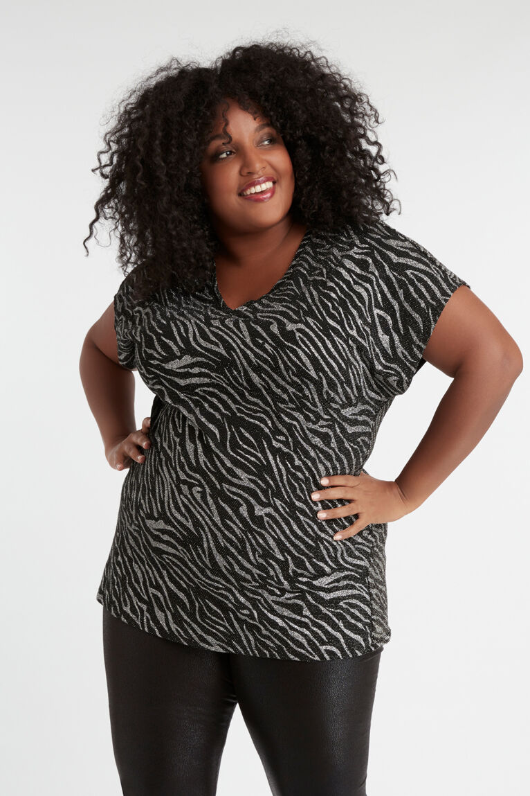 Langes T-Shirt mit Glitzer-Print image number 5