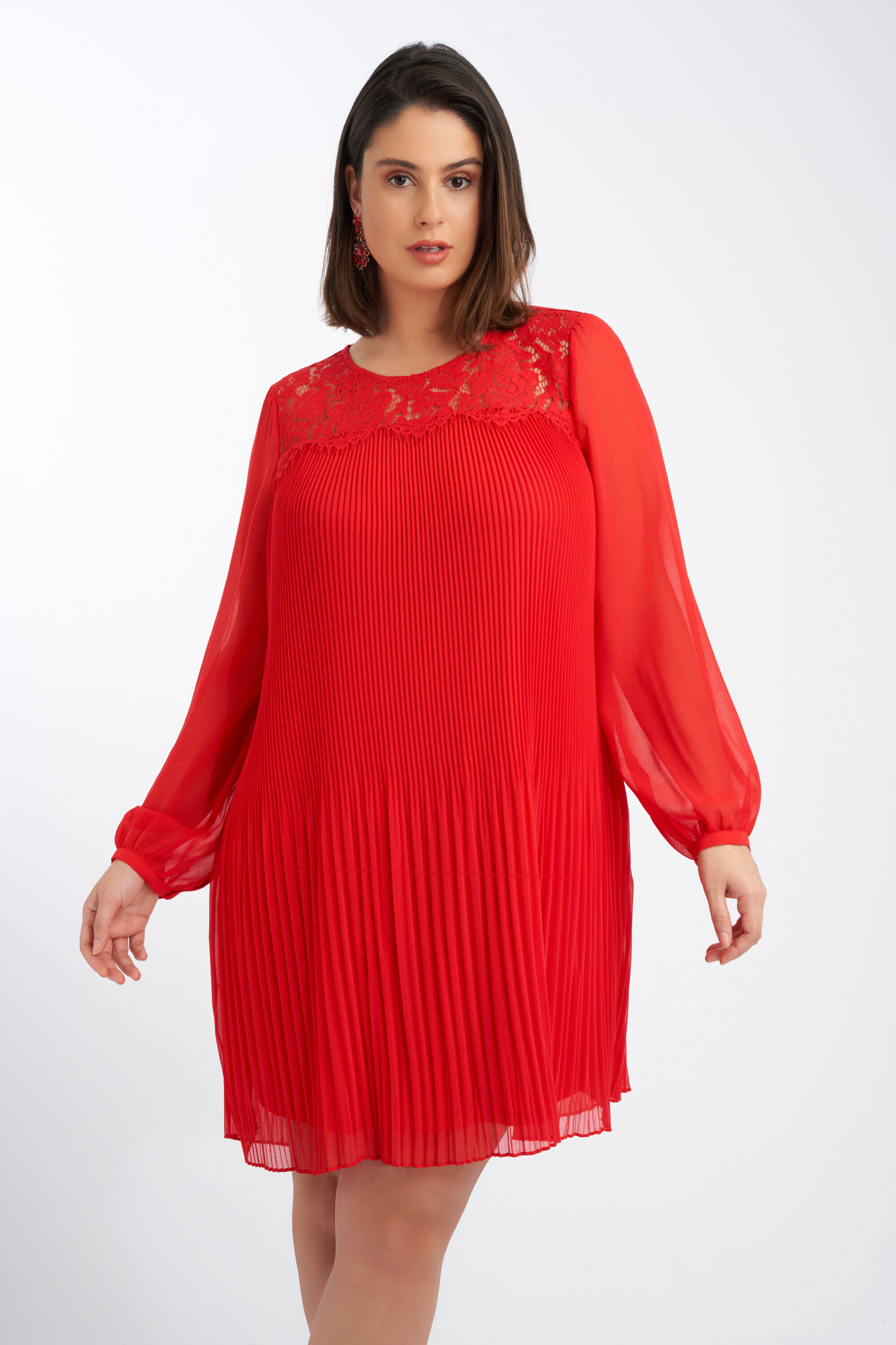 Plissee-Kleid mit Spitze image number 5