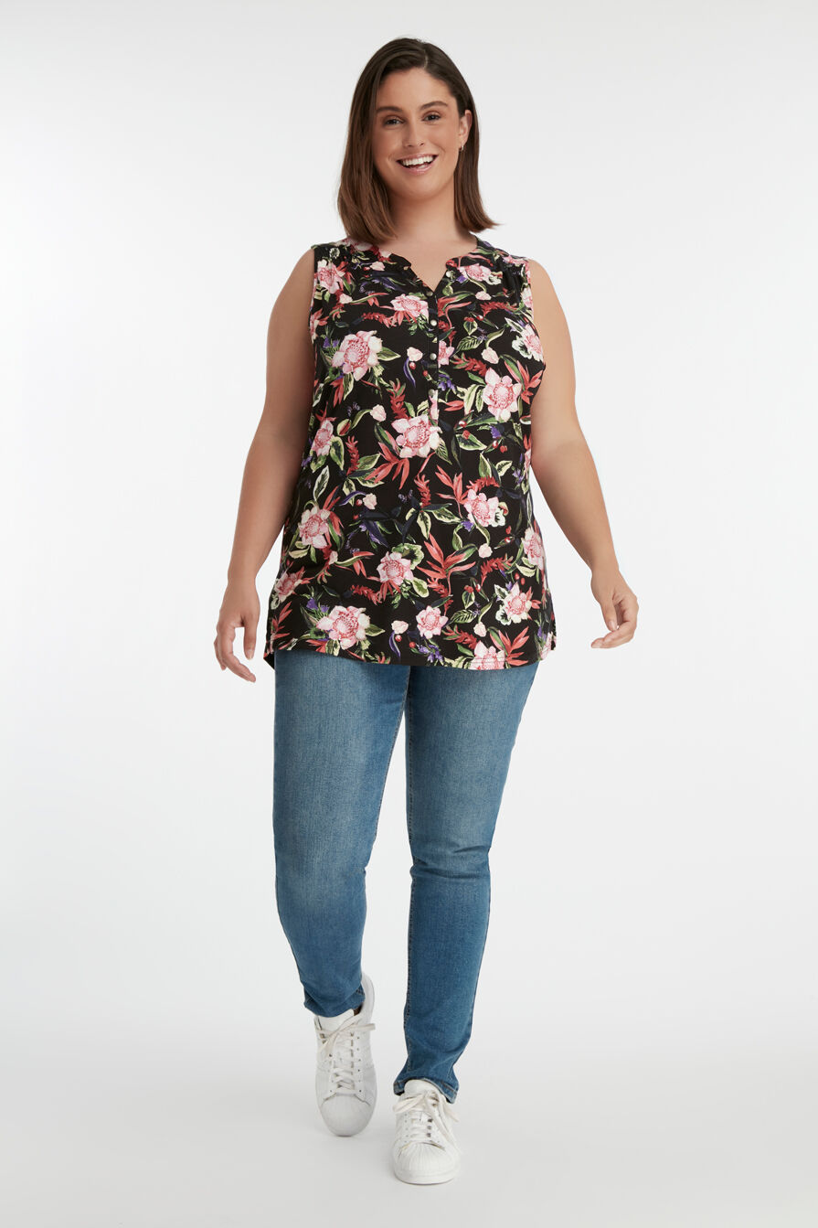 &Auml;rmelloses Top mit Blumen-Print image number 5