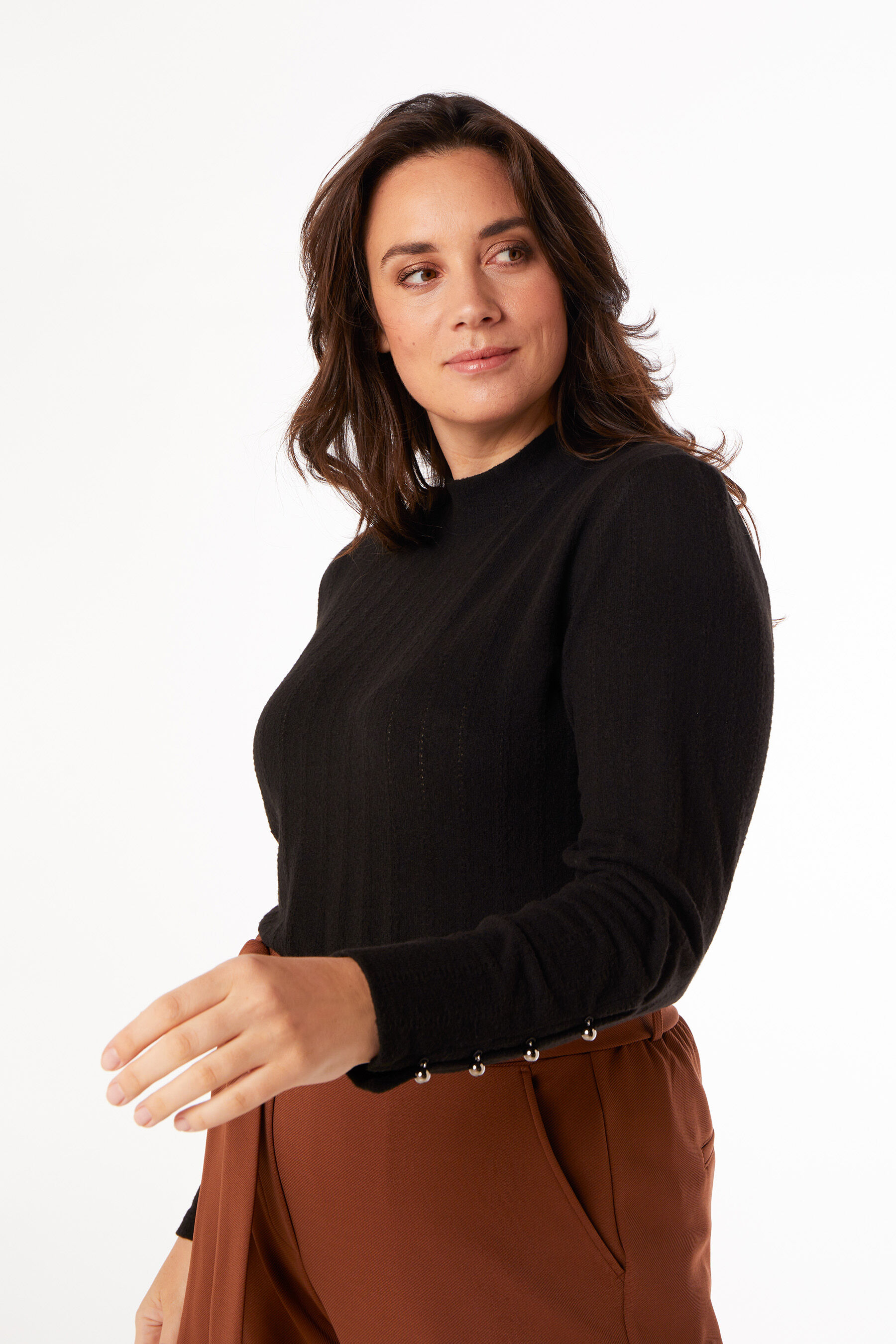 Ripp-Top mit hohem Halsausschnitt image number 5