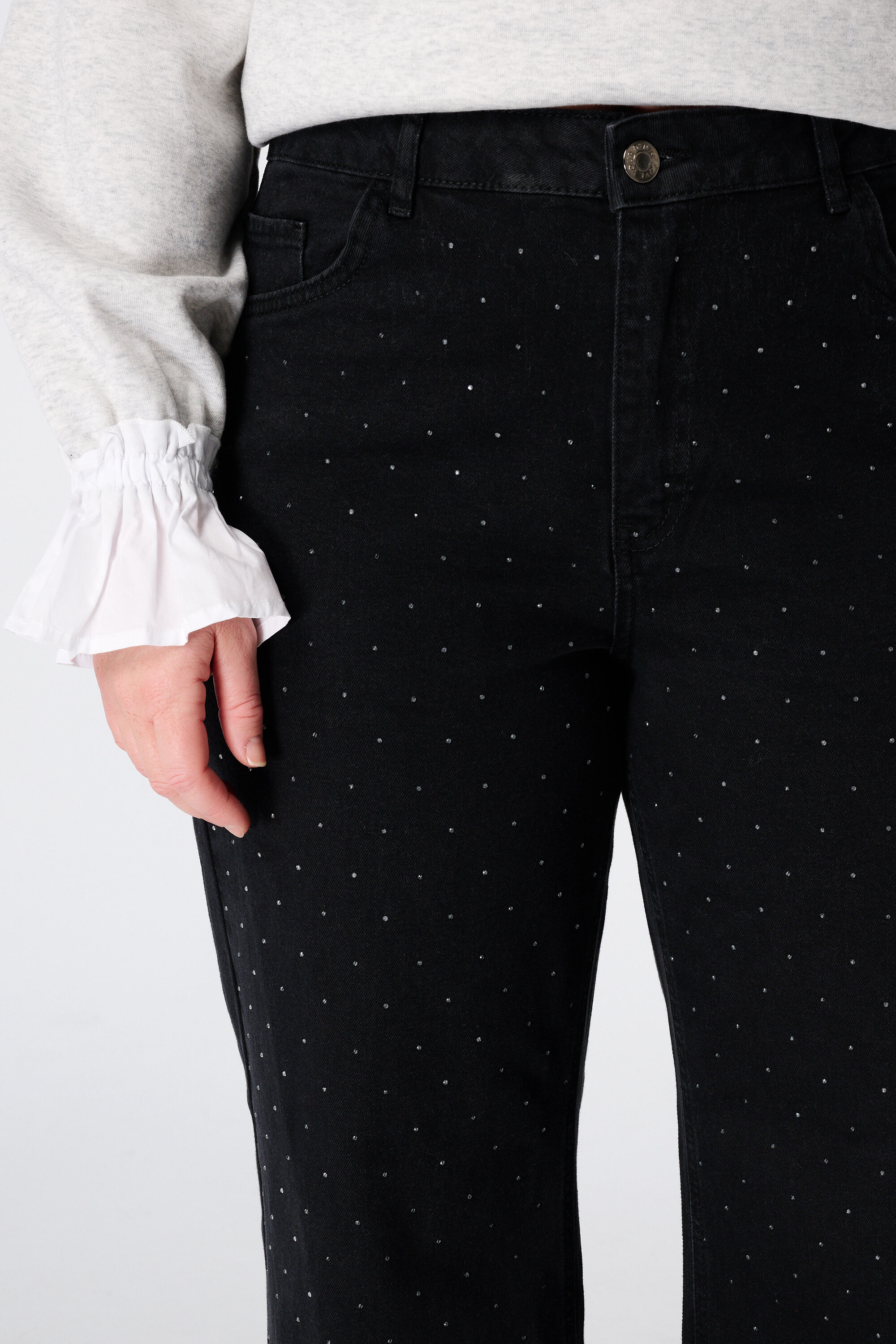 Wide Leg Jeans mit Nieten image number 4