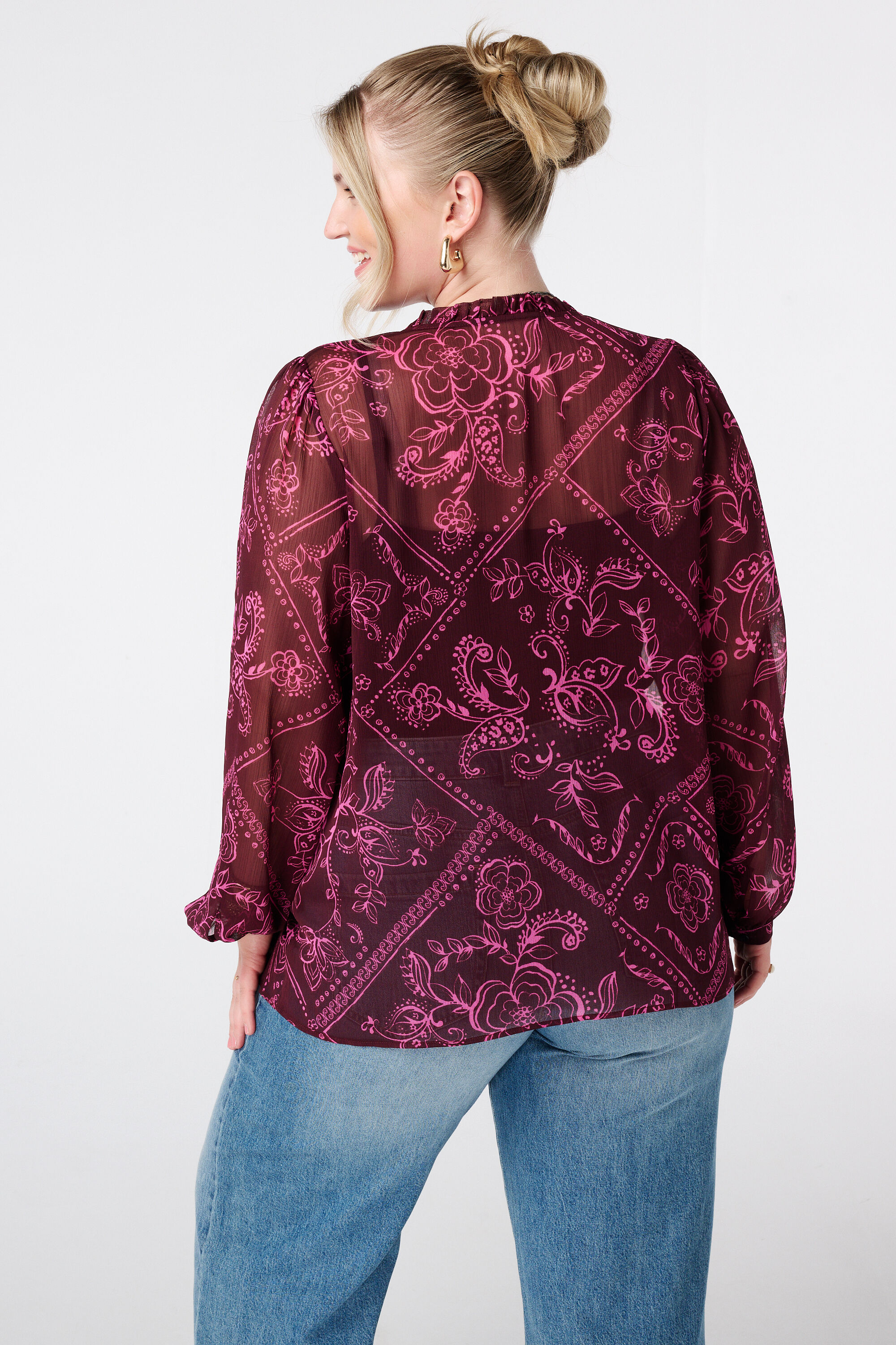 Transparente Bluse mit Print image number 3