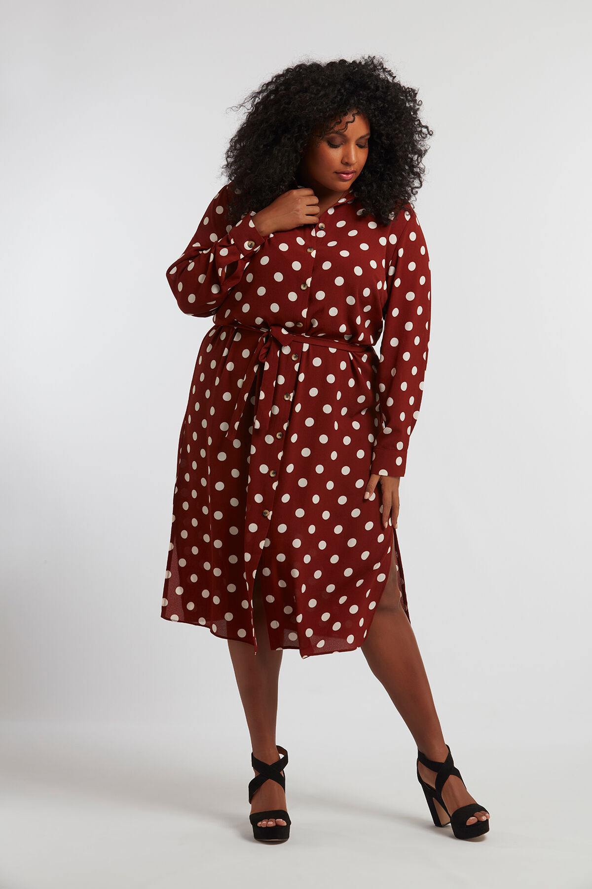 Hemdkleid mit Punktmuster image number 6