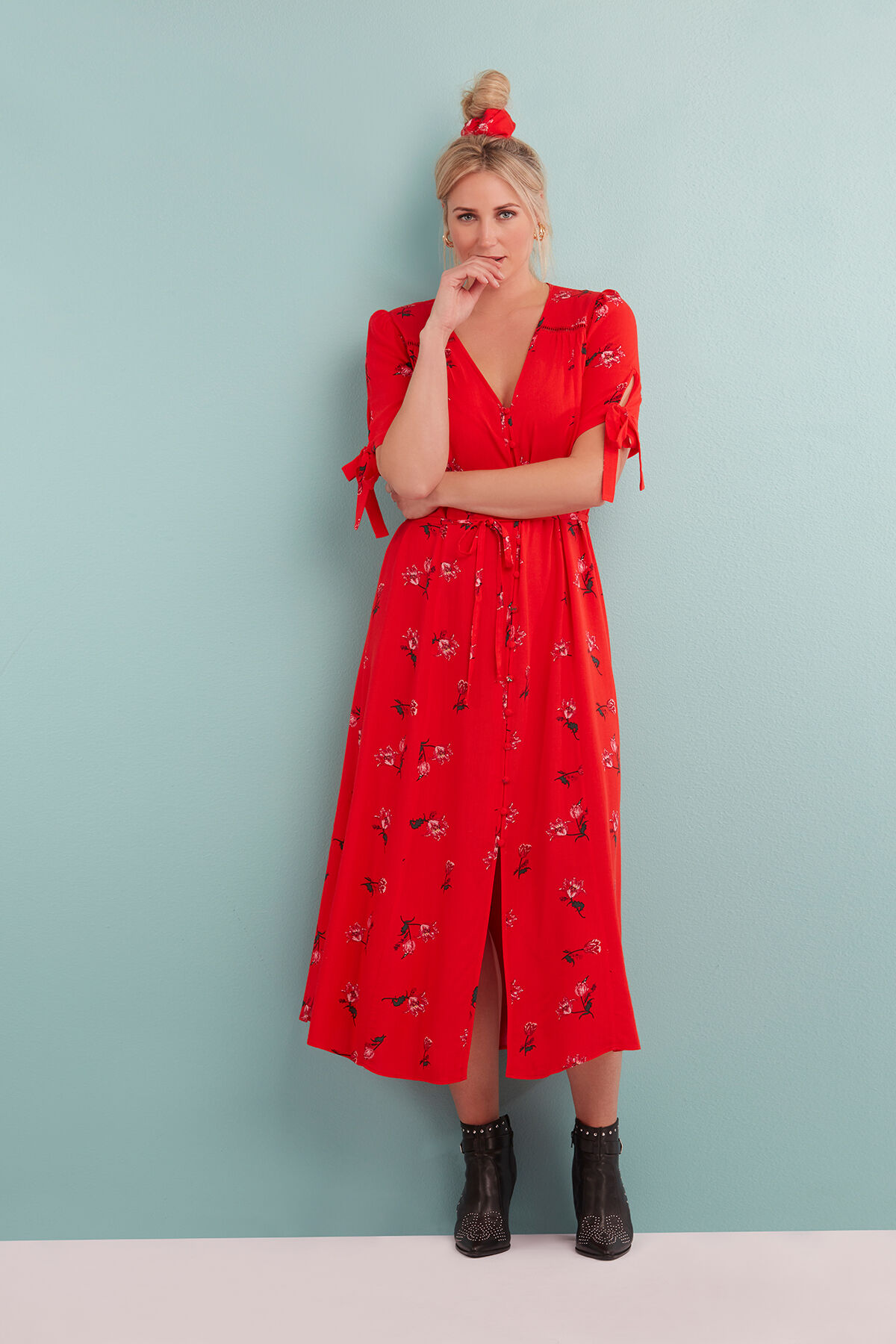 Florales Button-down-Kleid image number 6