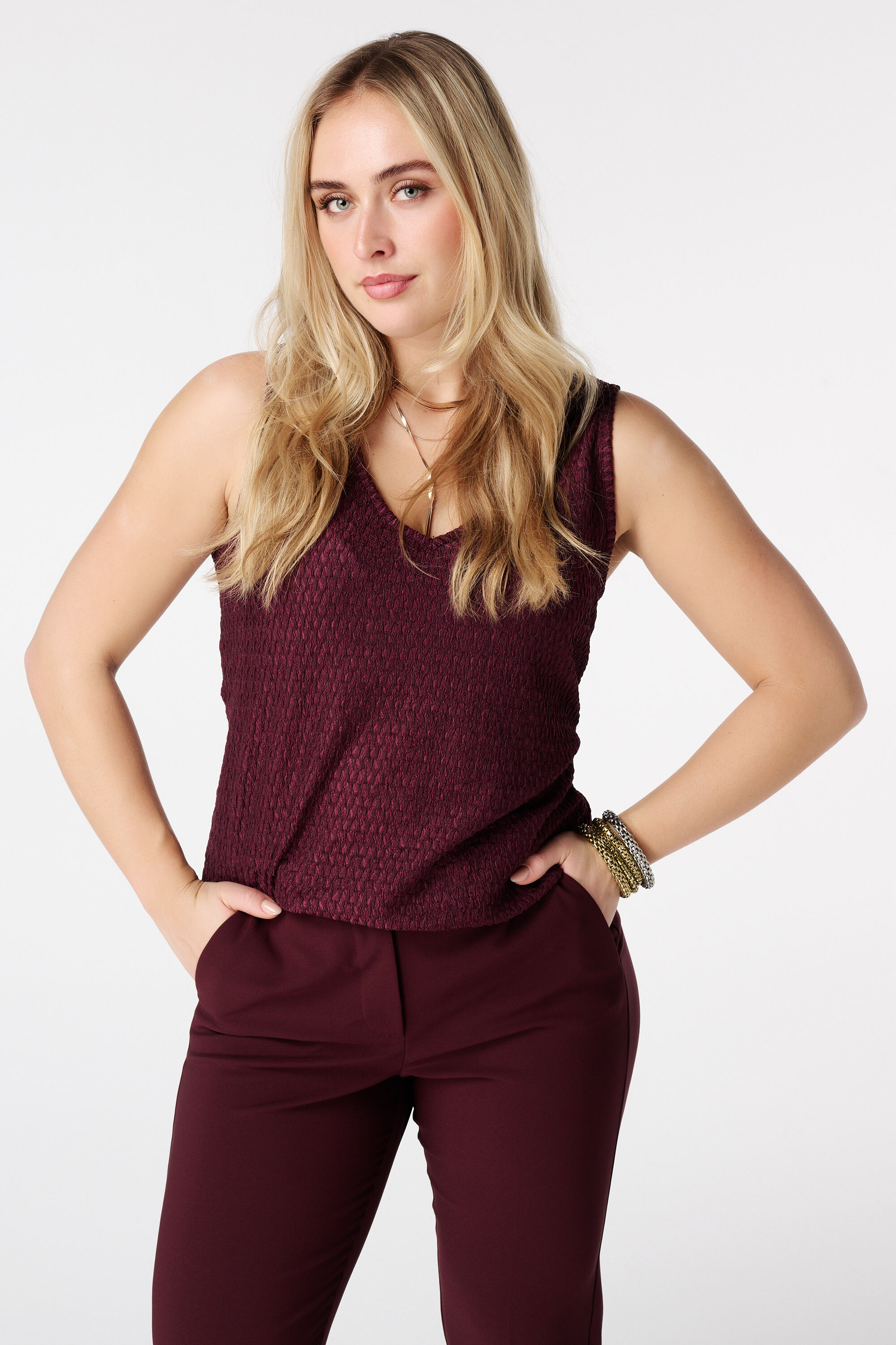 Sleeveless top with texture