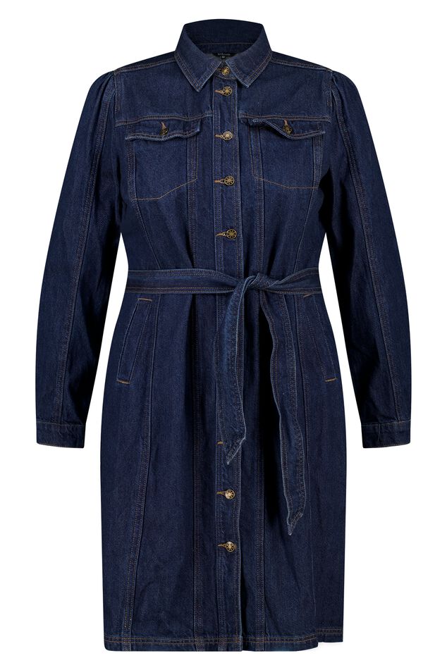 Denimkleid mit Schleifengürtel image number 1
