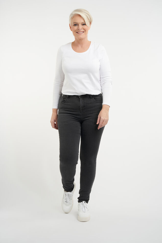 Skinny-Leg-Jeans mit hoher Taille CHERRY image number 9