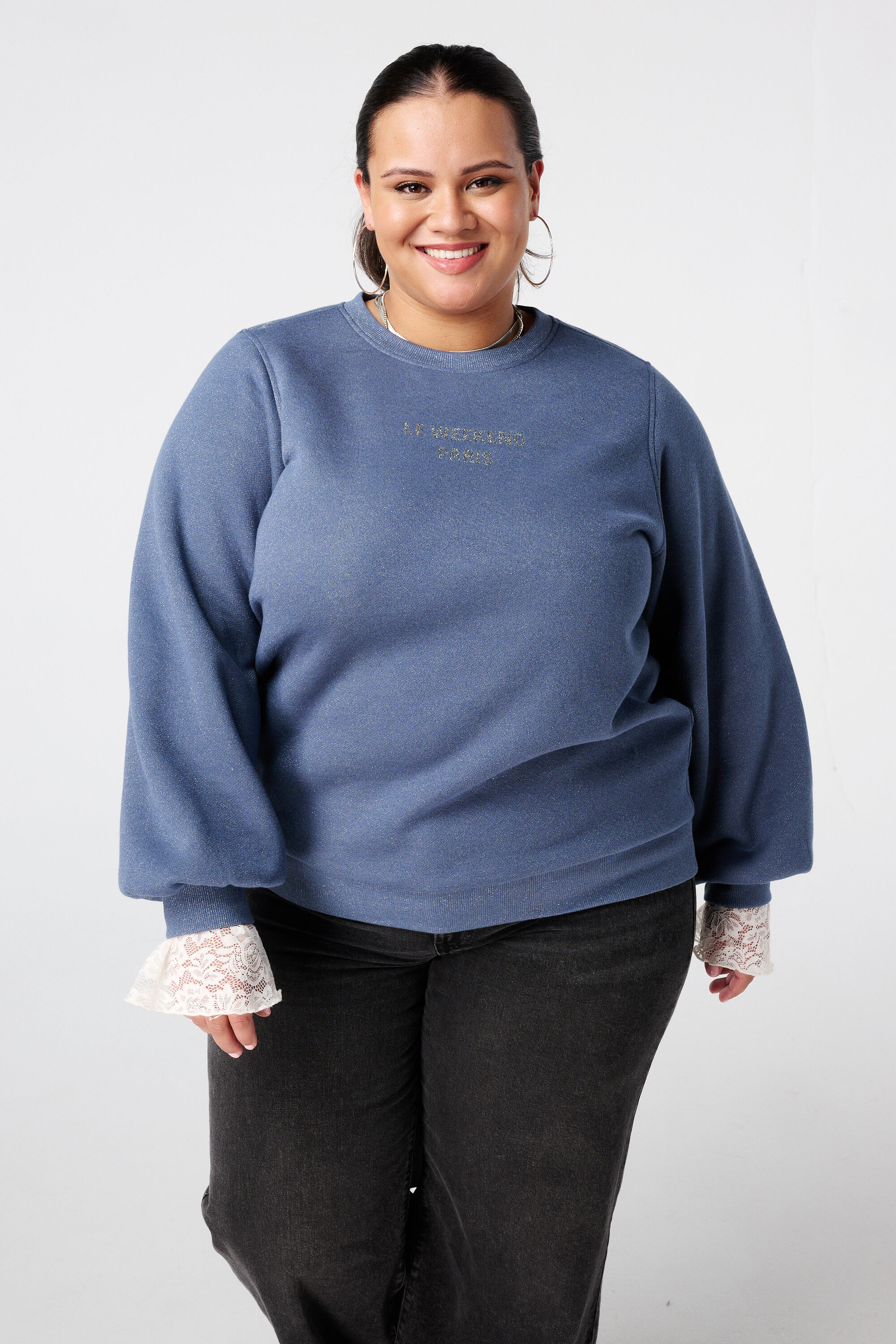 Sweatshirt mit Lurex und Glitzertext