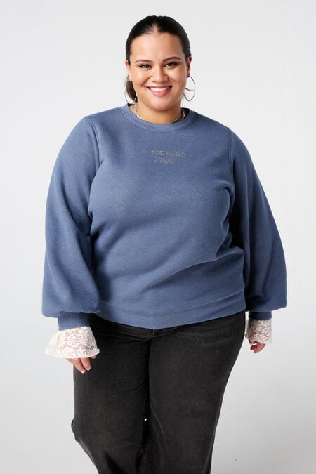 Sweatshirt mit Lurex und Glitzertext Sweatshirt mit Lurex und Glitzertext