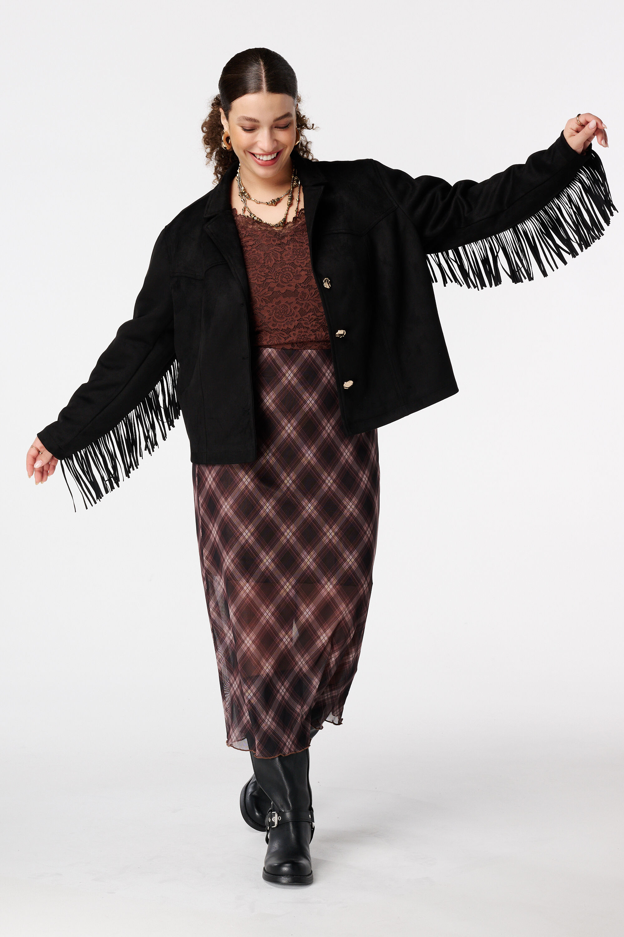 Veloursjacke mit Fransen image number 6