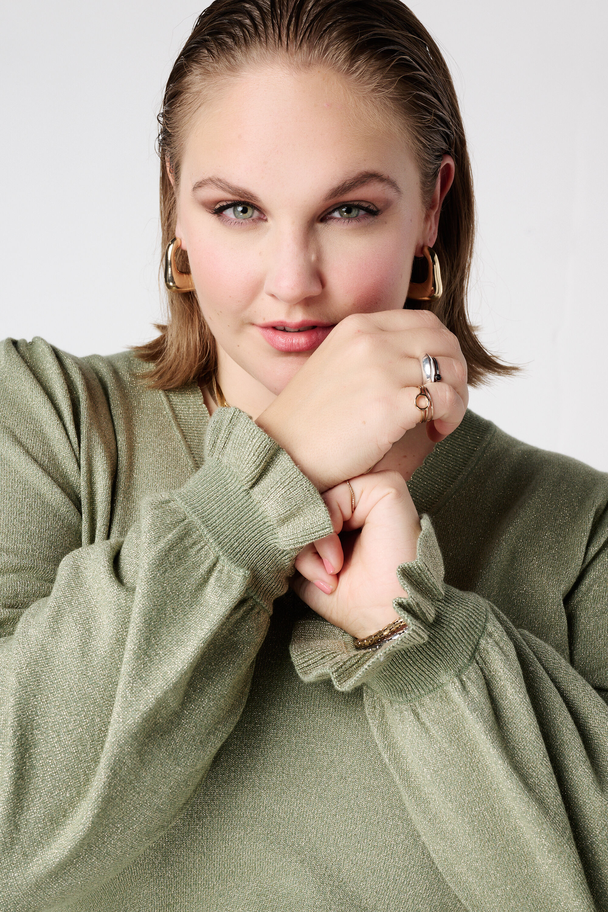 Lurex-Pullover mit R&uuml;schen&auml;rmeln image number 4