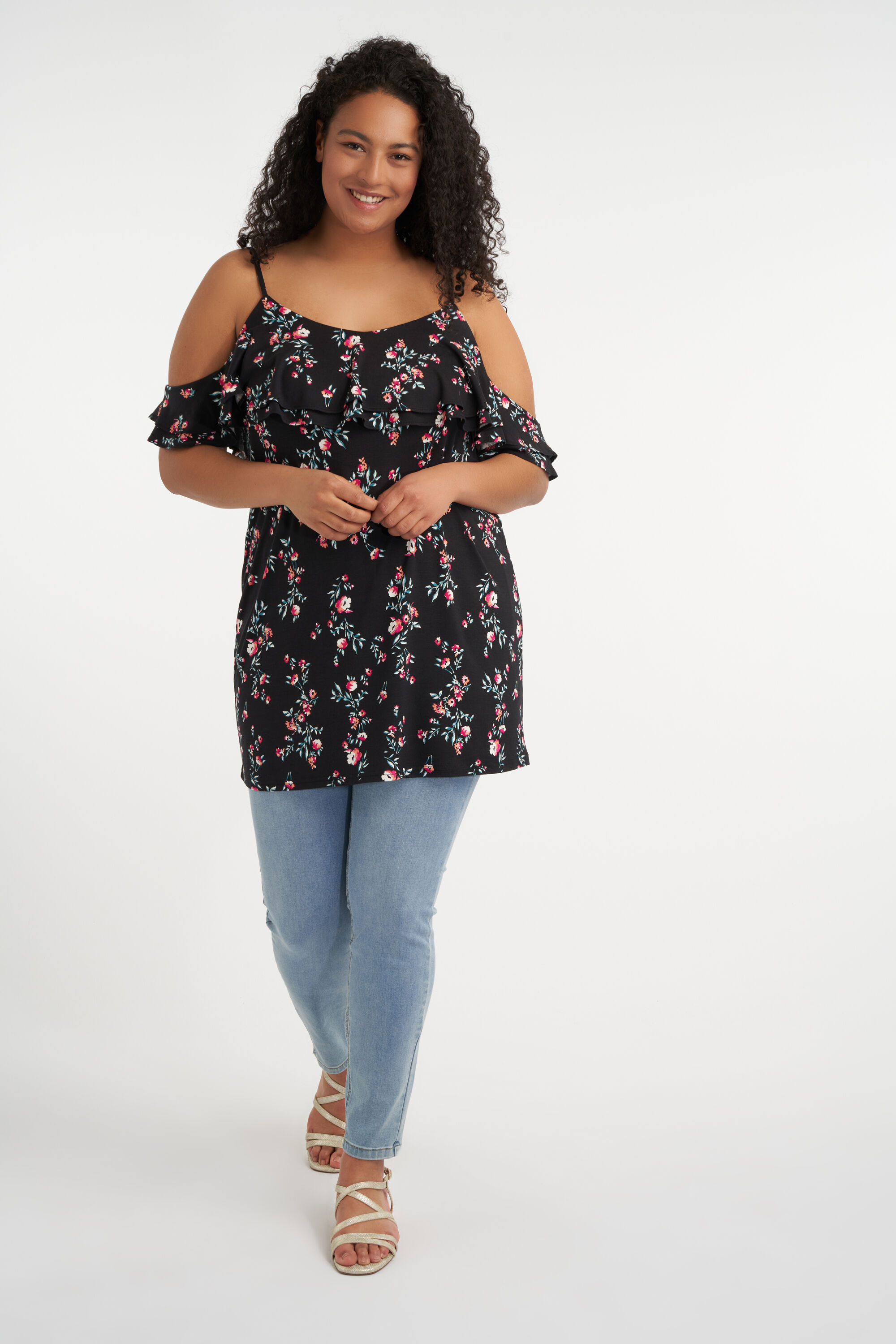 Schulterfreies Top mit R&uuml;schen image number 5