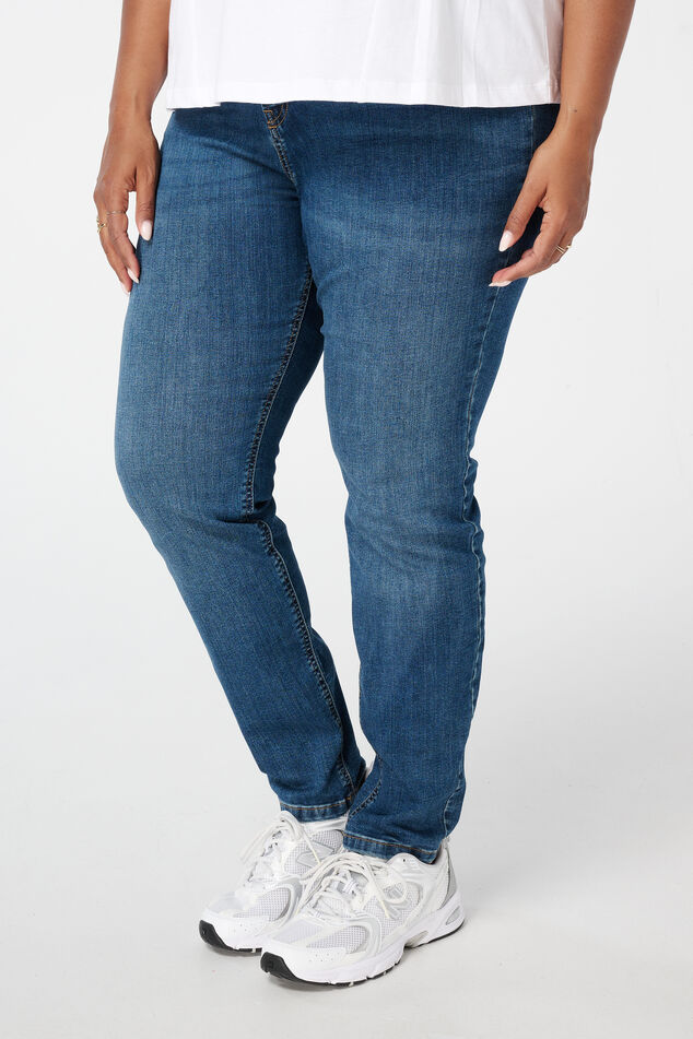 Skinny-Leg-Jeans mit hoher Taille CHERRY image number 5