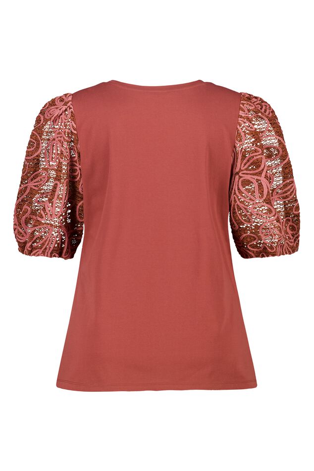 T-Shirt mit bestickten Ärmeln image number 2