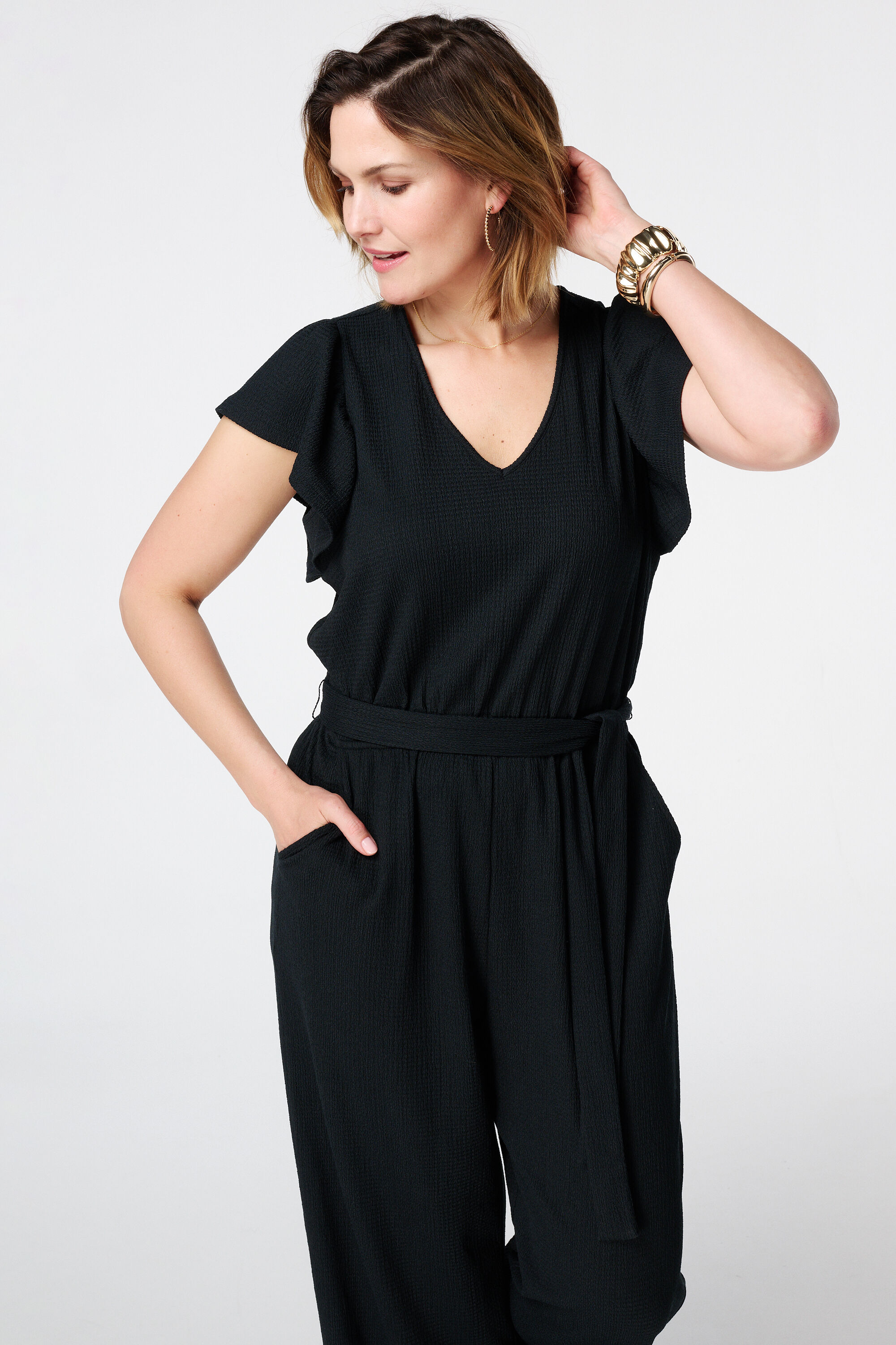 Jumpsuit mit Schleifeng&uuml;rtel image number 5