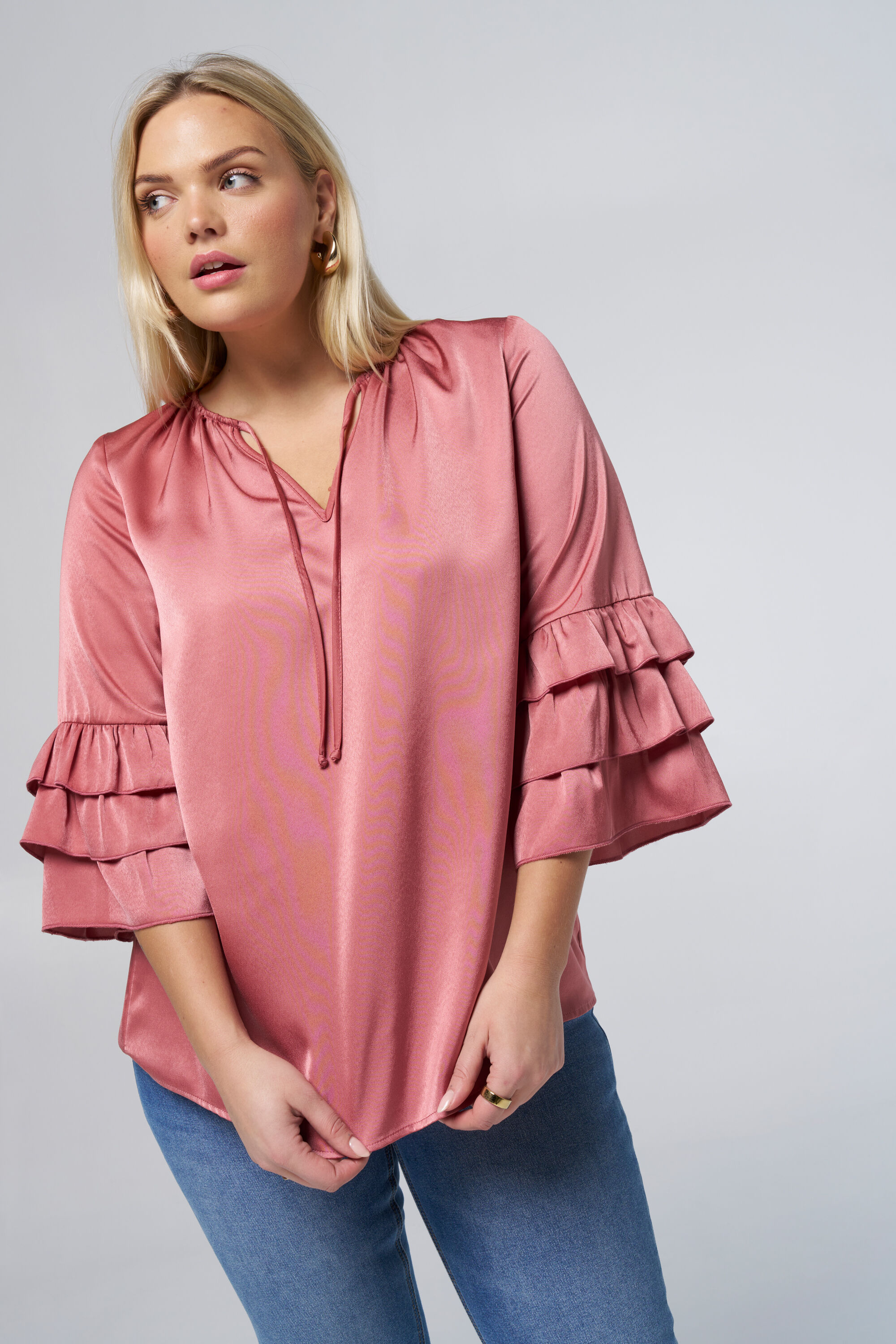 Bluse mit Volant&auml;rmeln image number 6