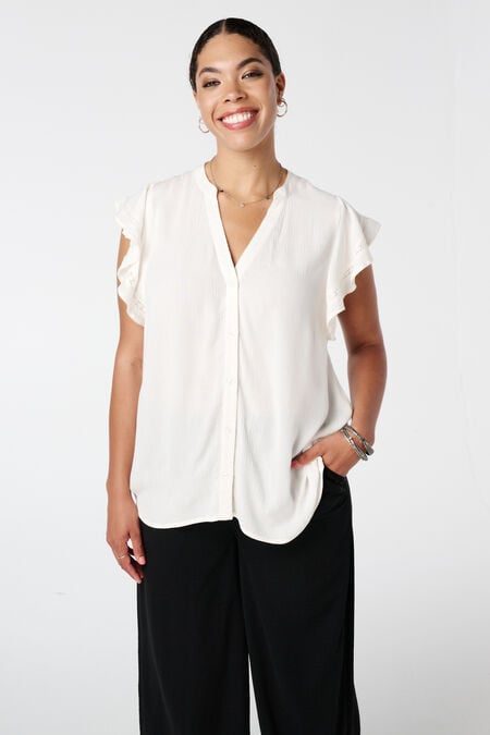 Bluse mit V-Ausschnitt und Knopfleiste  Bluse mit V-Ausschnitt und Knopfleiste