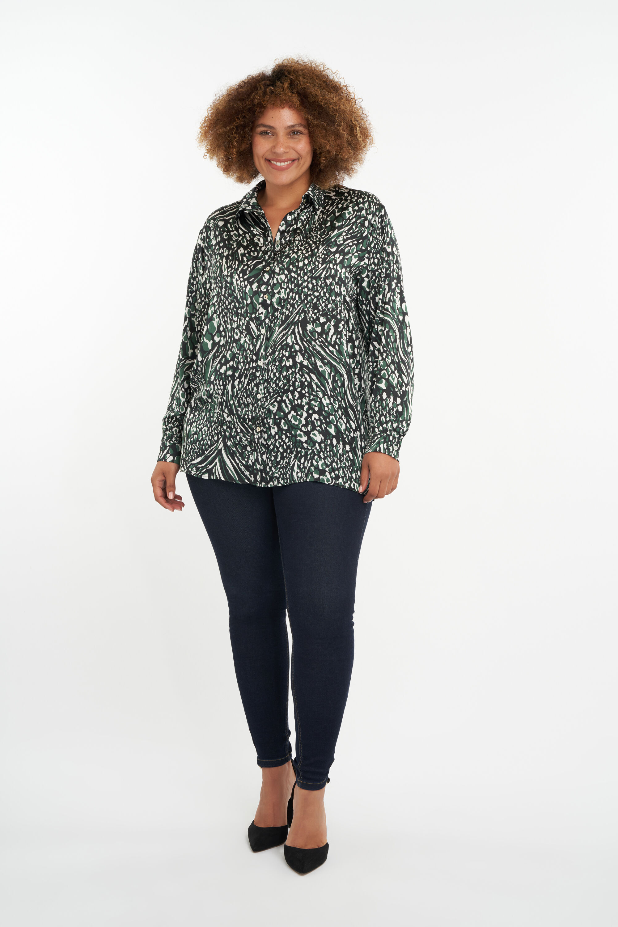 Satinbluse mit Print image number 5