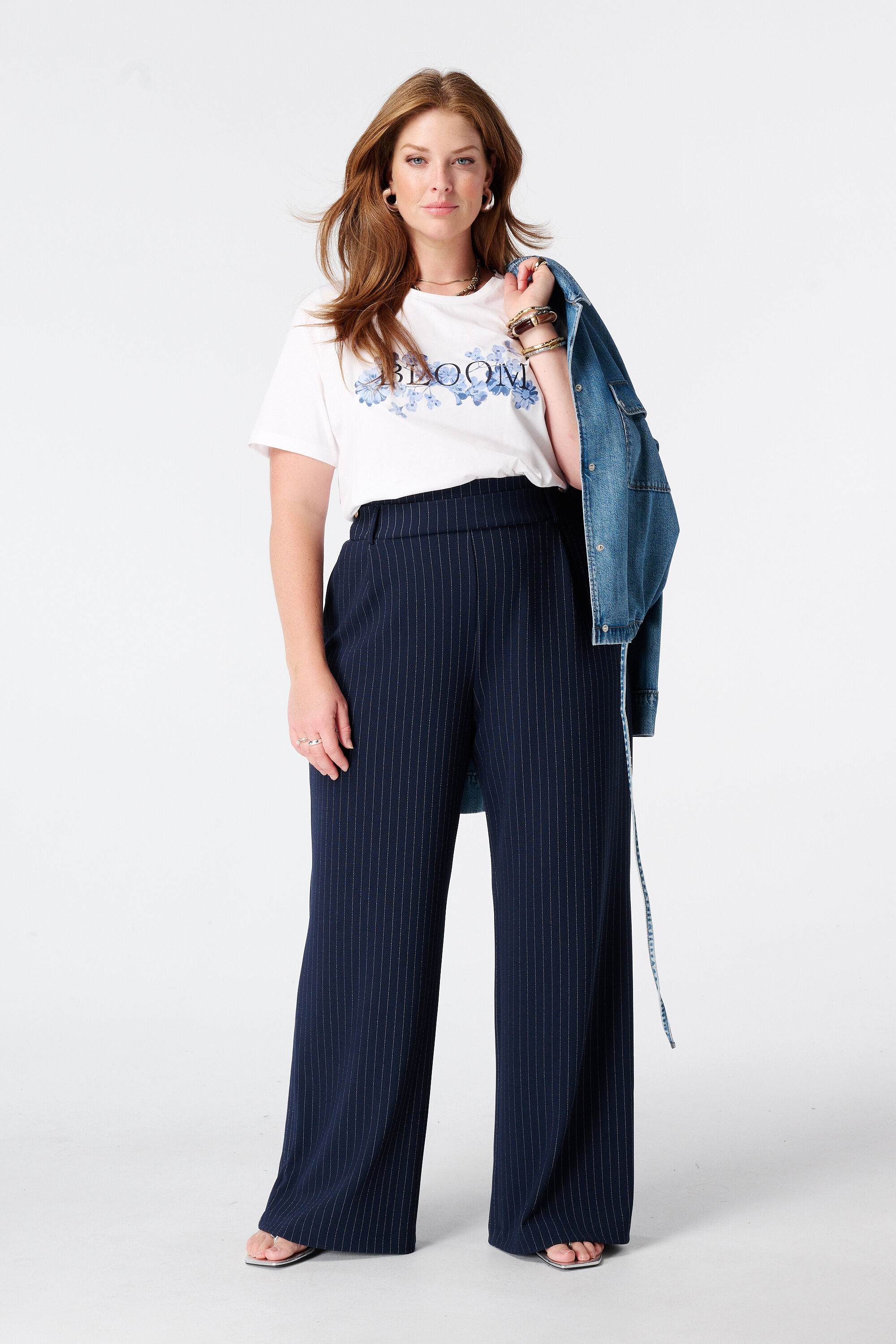 Wide Leg Hose mit Nadelstreifen image number 6