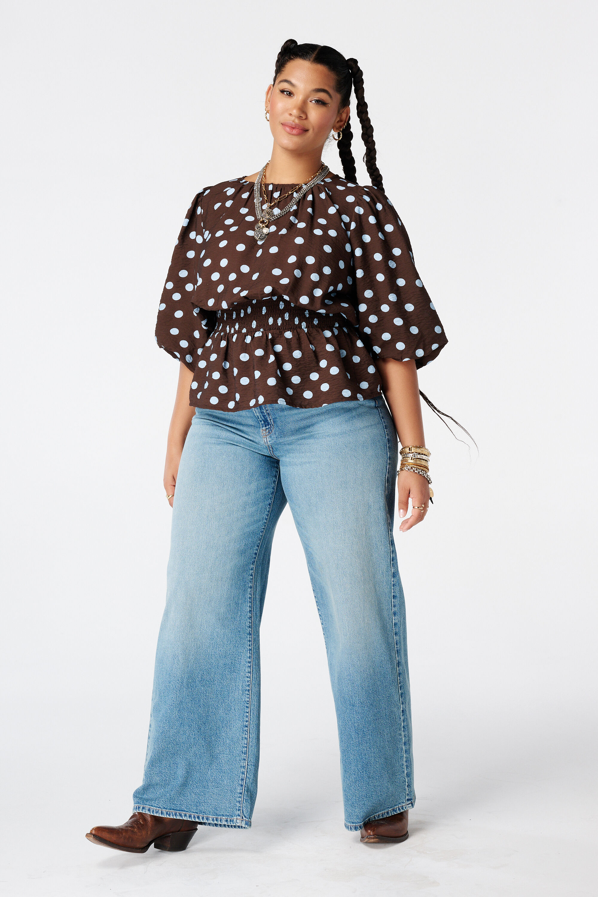 Taillierte Bluse mit Polka Dot Muster image number 5