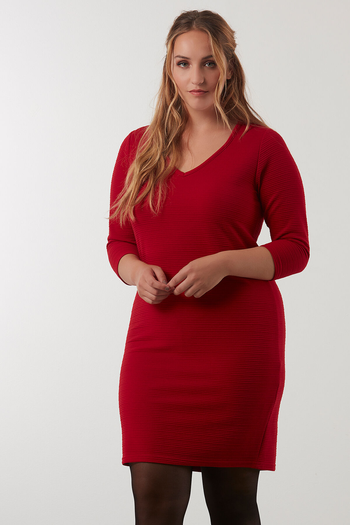 Basic-Kleid im Ripp-Design   image number 0