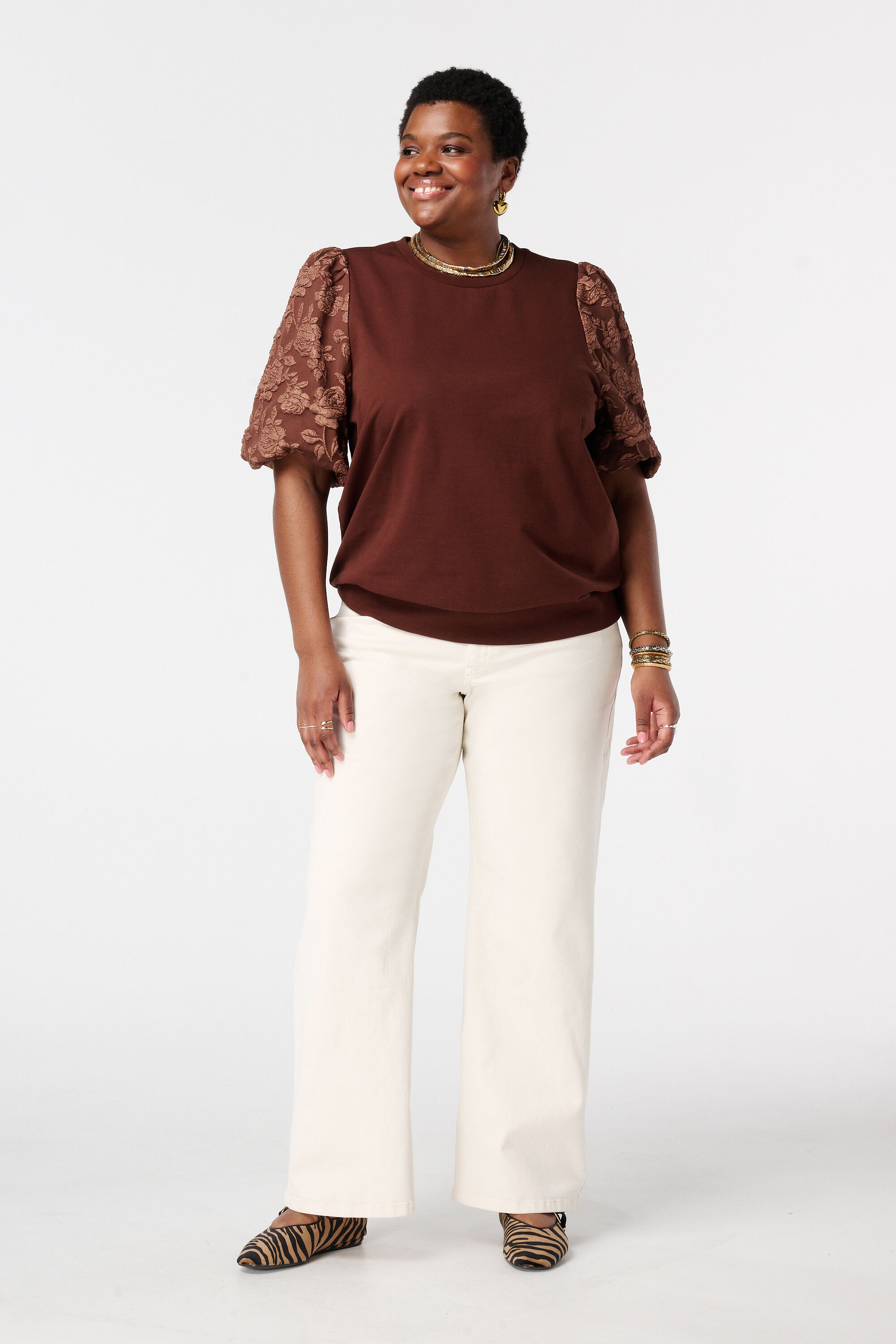 Top mit Jacquard&auml;rmeln image number 5