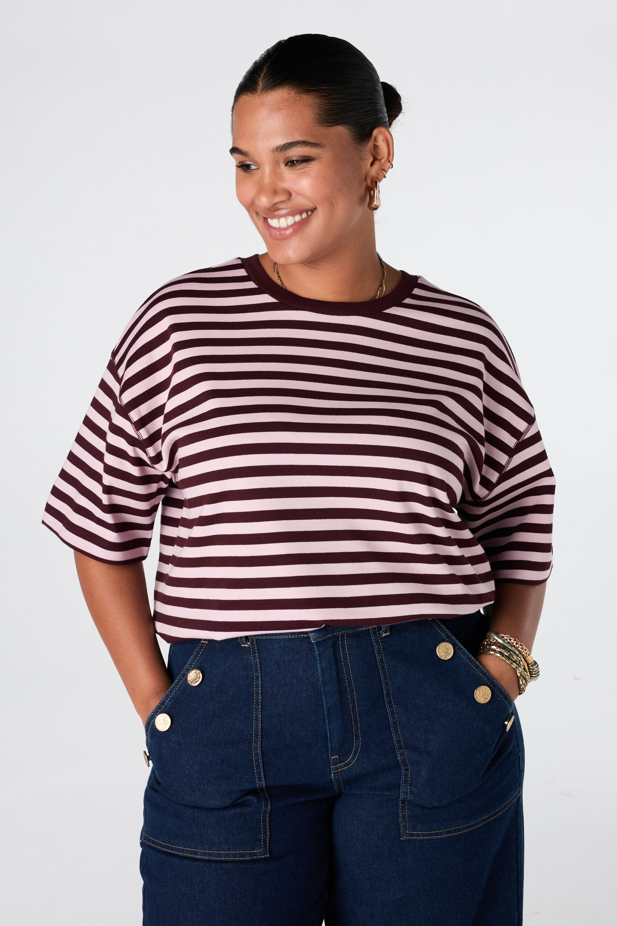 Oversize gestreiftes T Shirt image number 0