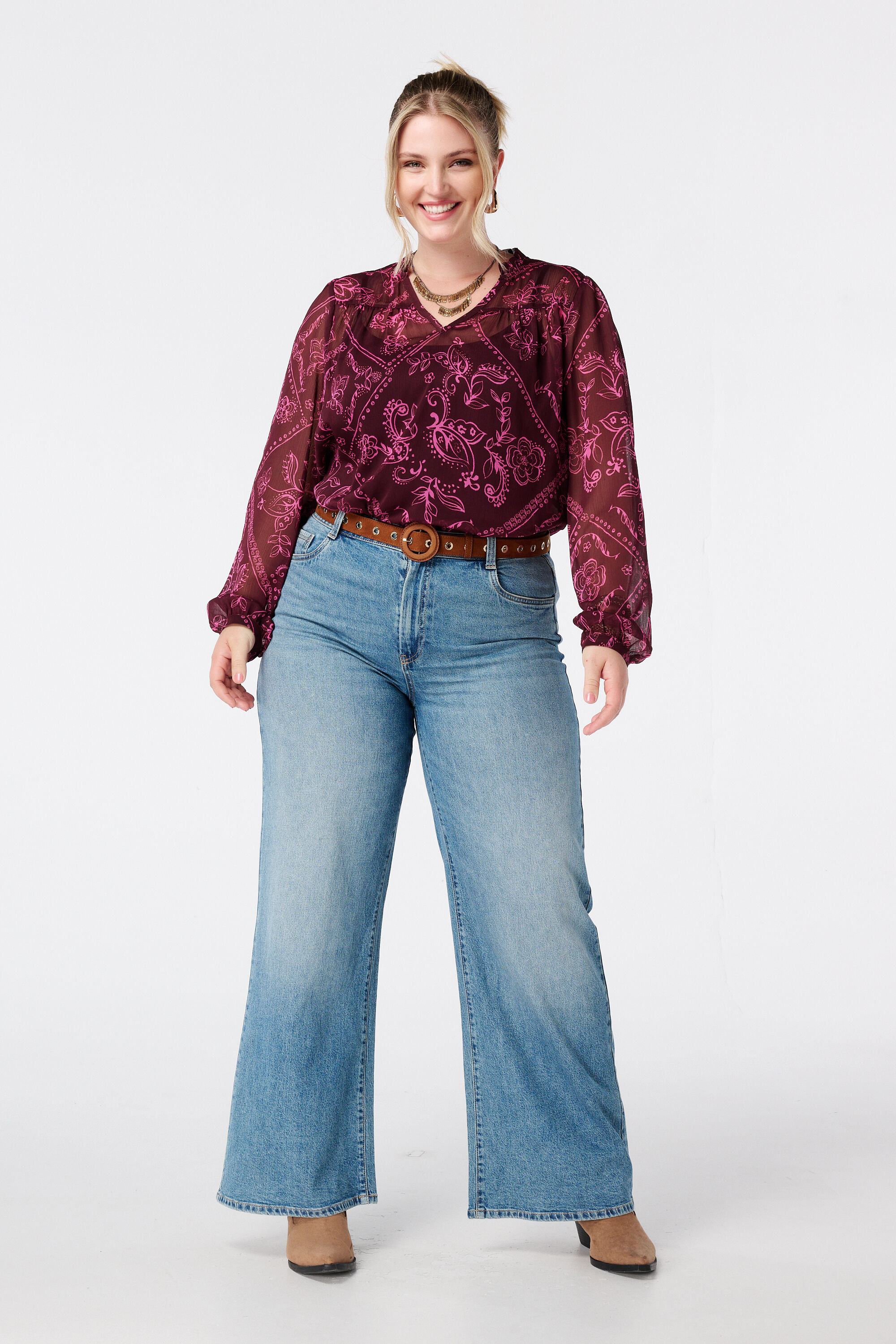 Transparente Bluse mit Print image number 5