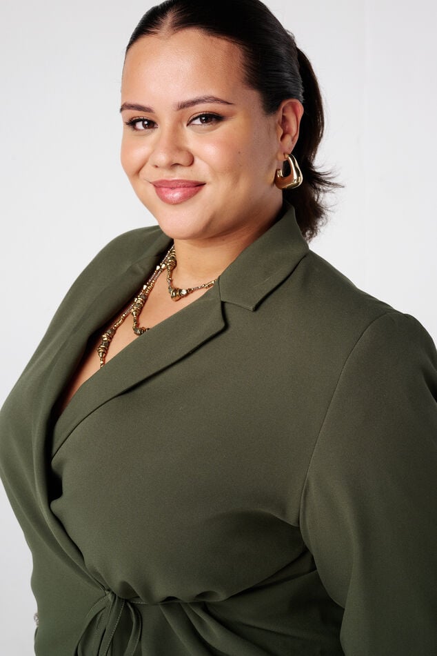 Oversize-Blazer mit Krawattengürtel image number 4