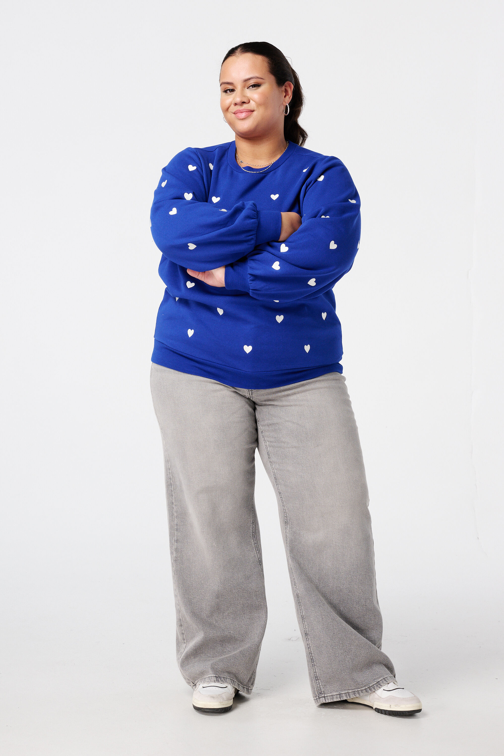 Pullover mit gestickten Herzen und Ballon&auml;rmeln image number 5