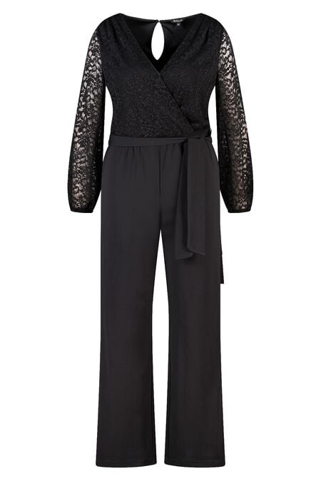 Jumpsuit mit Spitzenoberteil und weitem Bein Jumpsuit mit Spitzenoberteil und weitem Bein